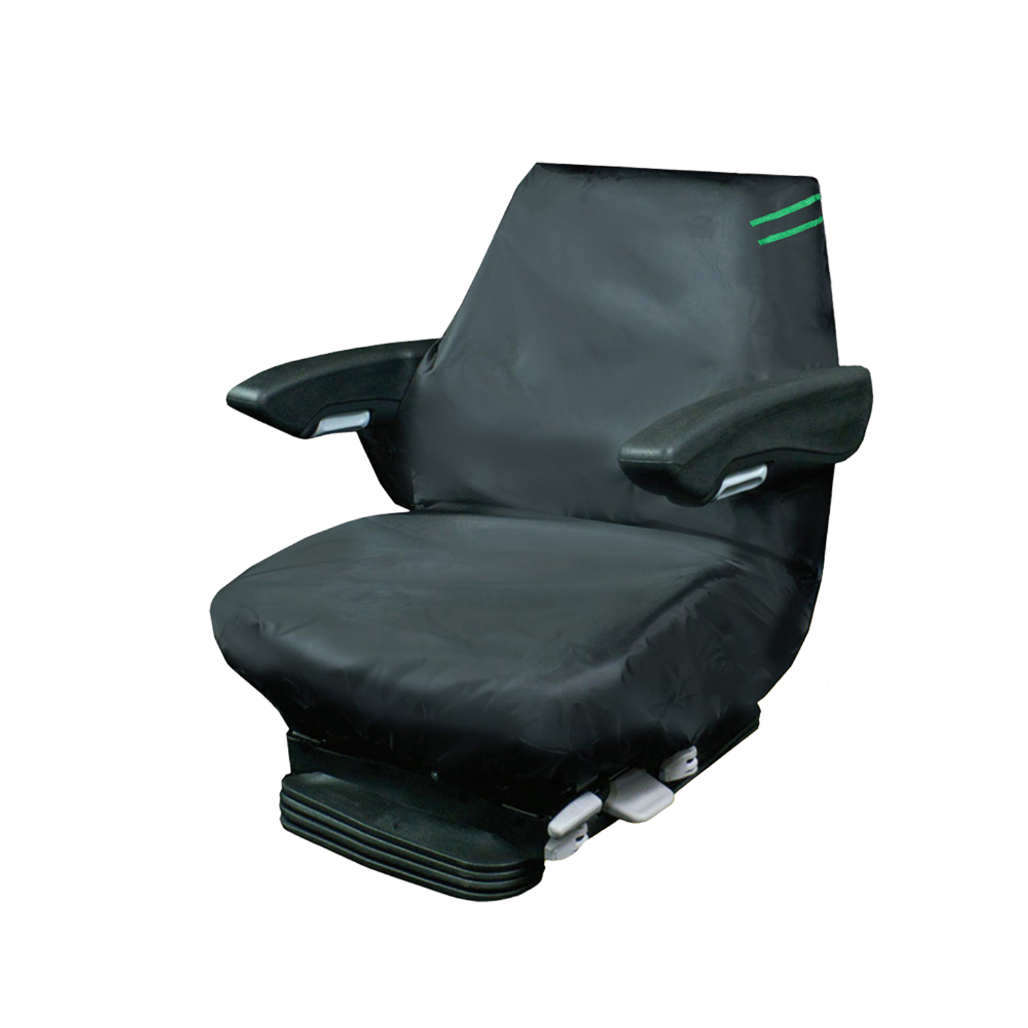 Auto Choice Heavy Duty Tractor Seat Cover with Green Stripe - HI Back Seats