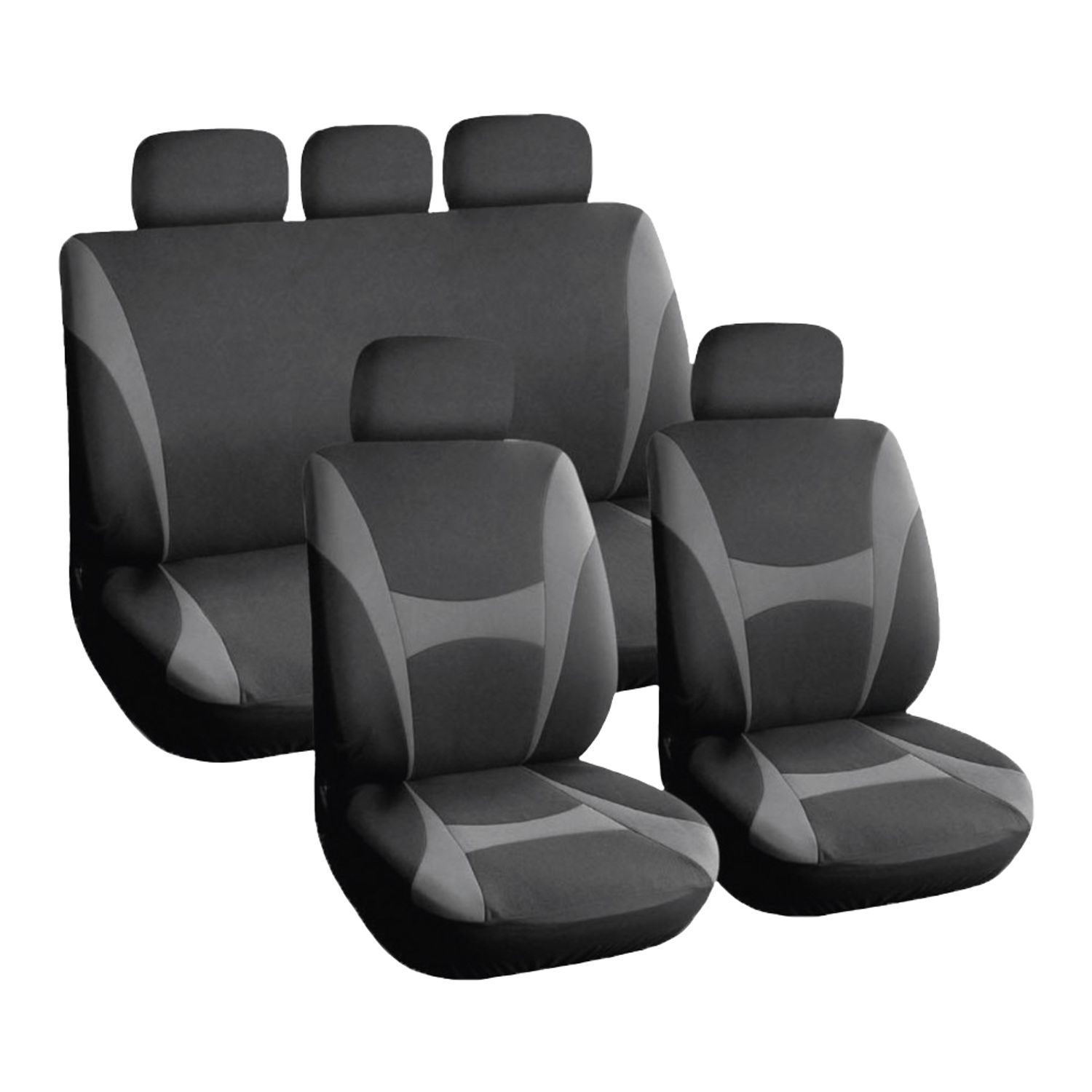 Xtreme Auto Auto Choice 9 Piece Grey/Black Seat Cover Set - XASC6- you get 10