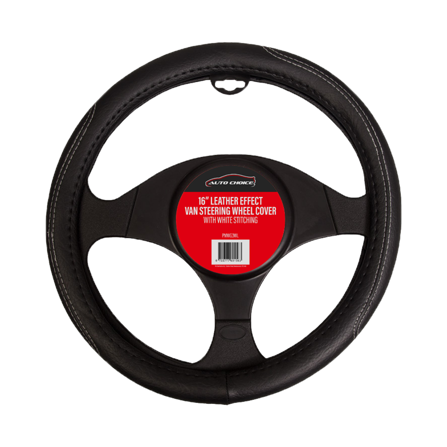 Auto Choice Leather Style 16in Black Steering Wheel Cover - White St- you get 25
