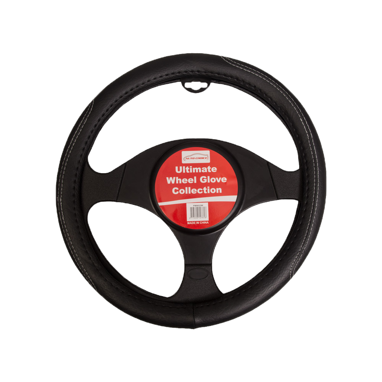 Auto Choice Leather Style Black Steering Wheel Cover - White Stitchi- you get 25