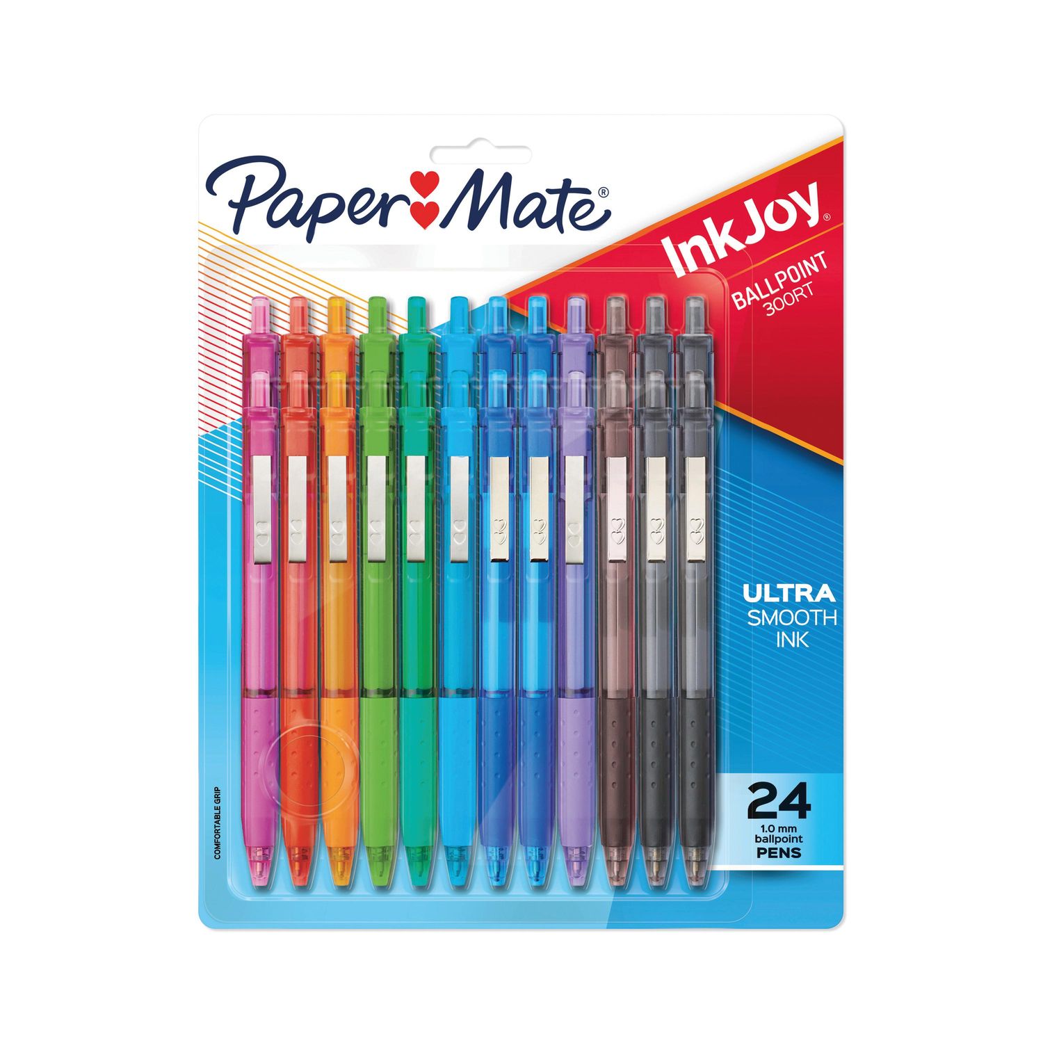 Papermate Inkjoy 300Rt Ballpoint Medium 1.0mm Tip Assorted Pack of 24 - 2223899