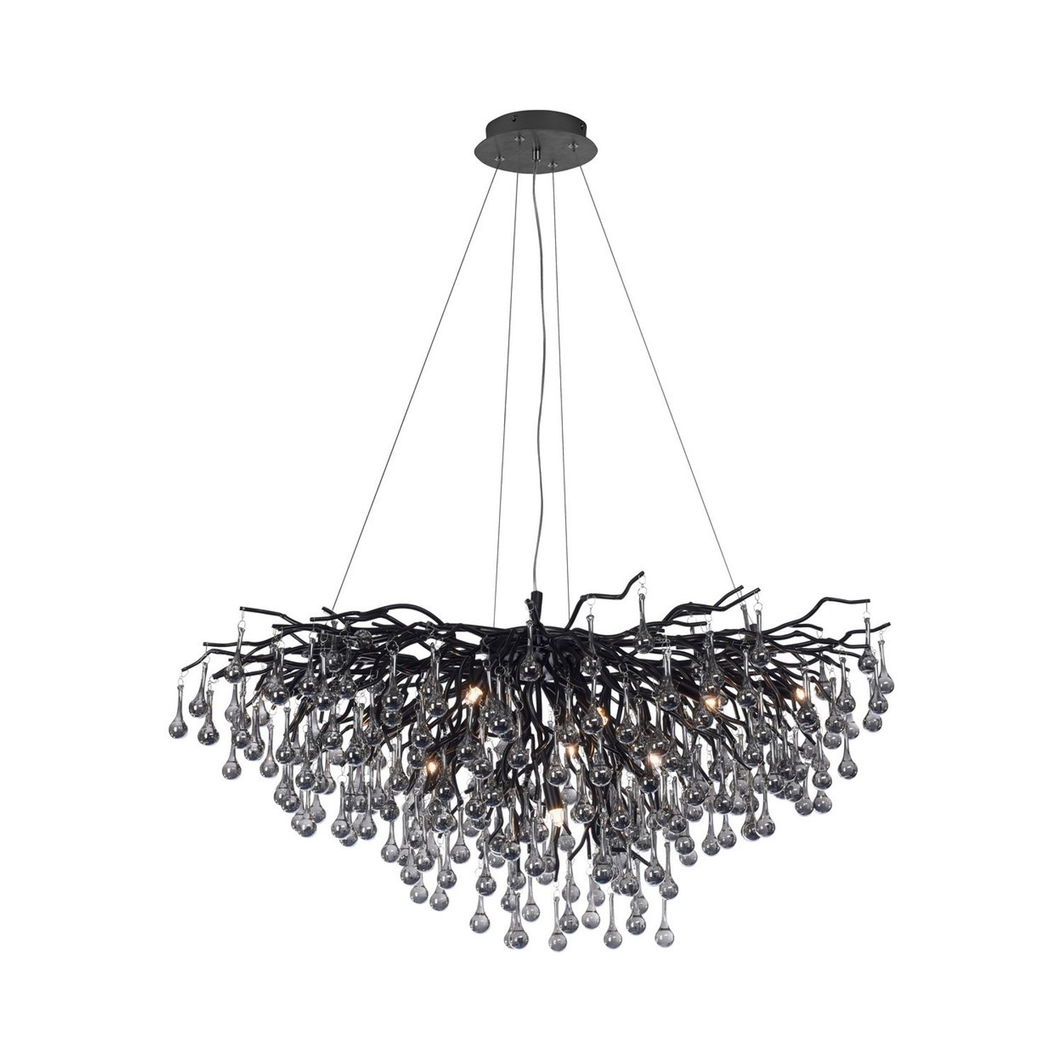 Paul Neuhaus Lighting Icicle Chandelier Glass Drops Pendant Ceiling Light Black