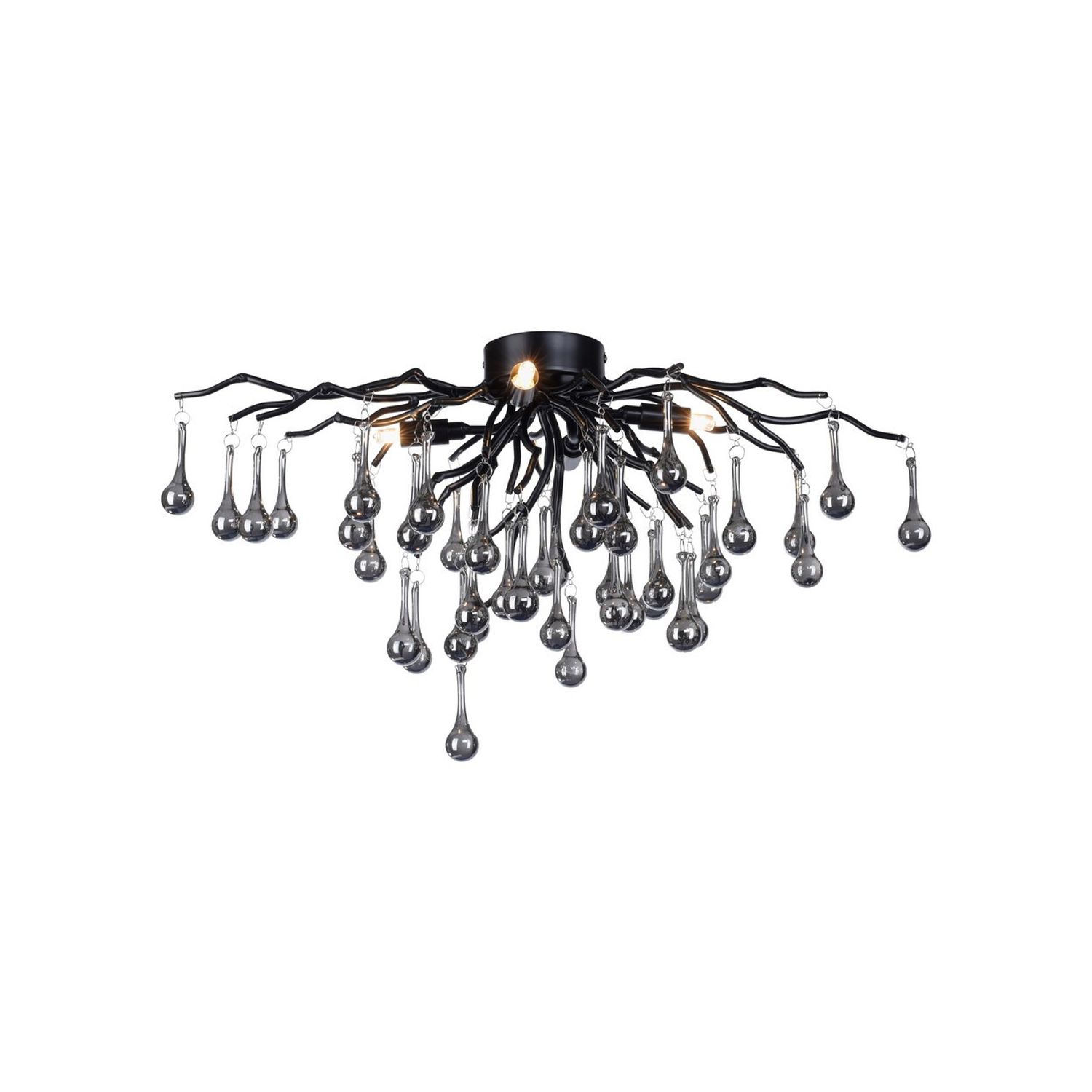 Paul Neuhaus Lighting Icicle Chandelier Glass Drops Ceiling Light Black 4x G9