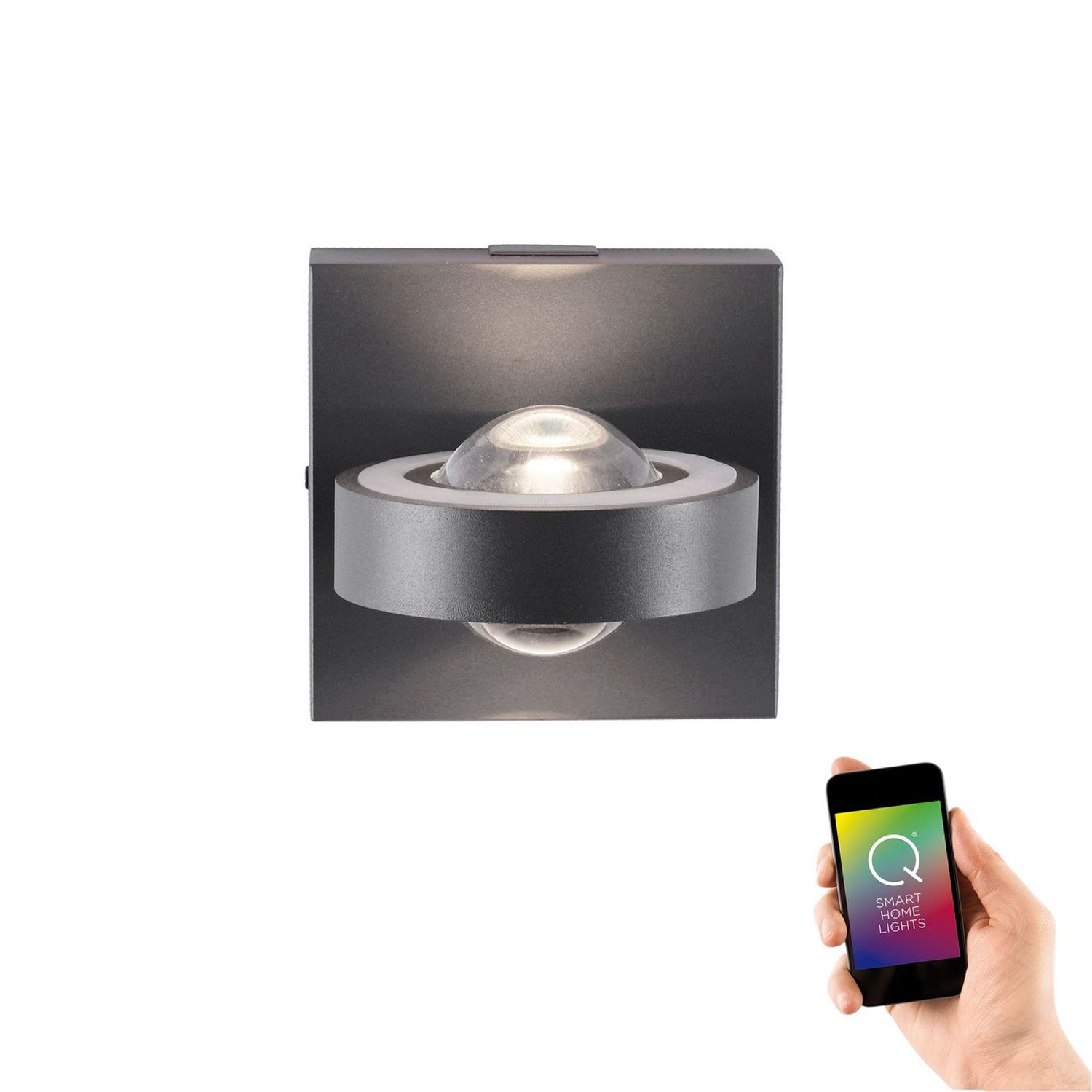 Paul Neuhaus Lighting Q-Mia Integrated LED Wall Lamp Anthracite 2x 4.6W LED RGB