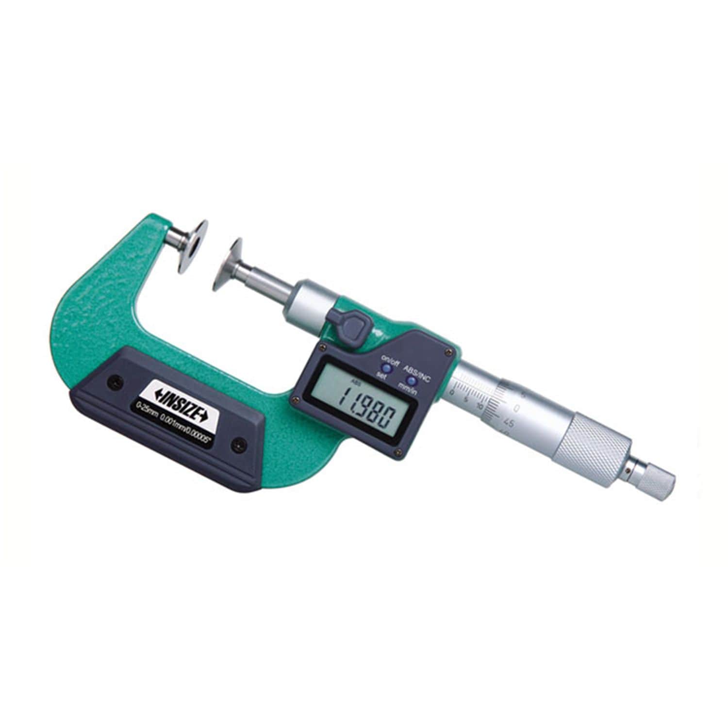 Insize 25-50mm Digital Non-Rotating Spindle Disk Micrometers - 3594 Series
