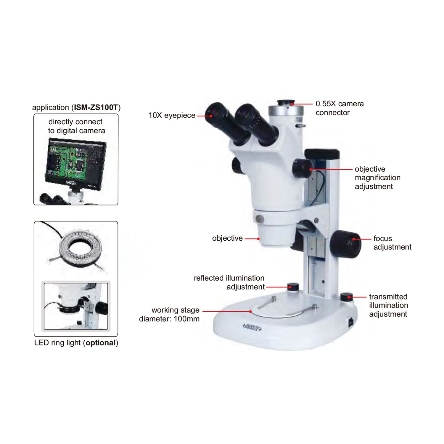 Insize Zoom Stereo Microscope (Binocular Optical Tube) - ISM-ZS1 Series