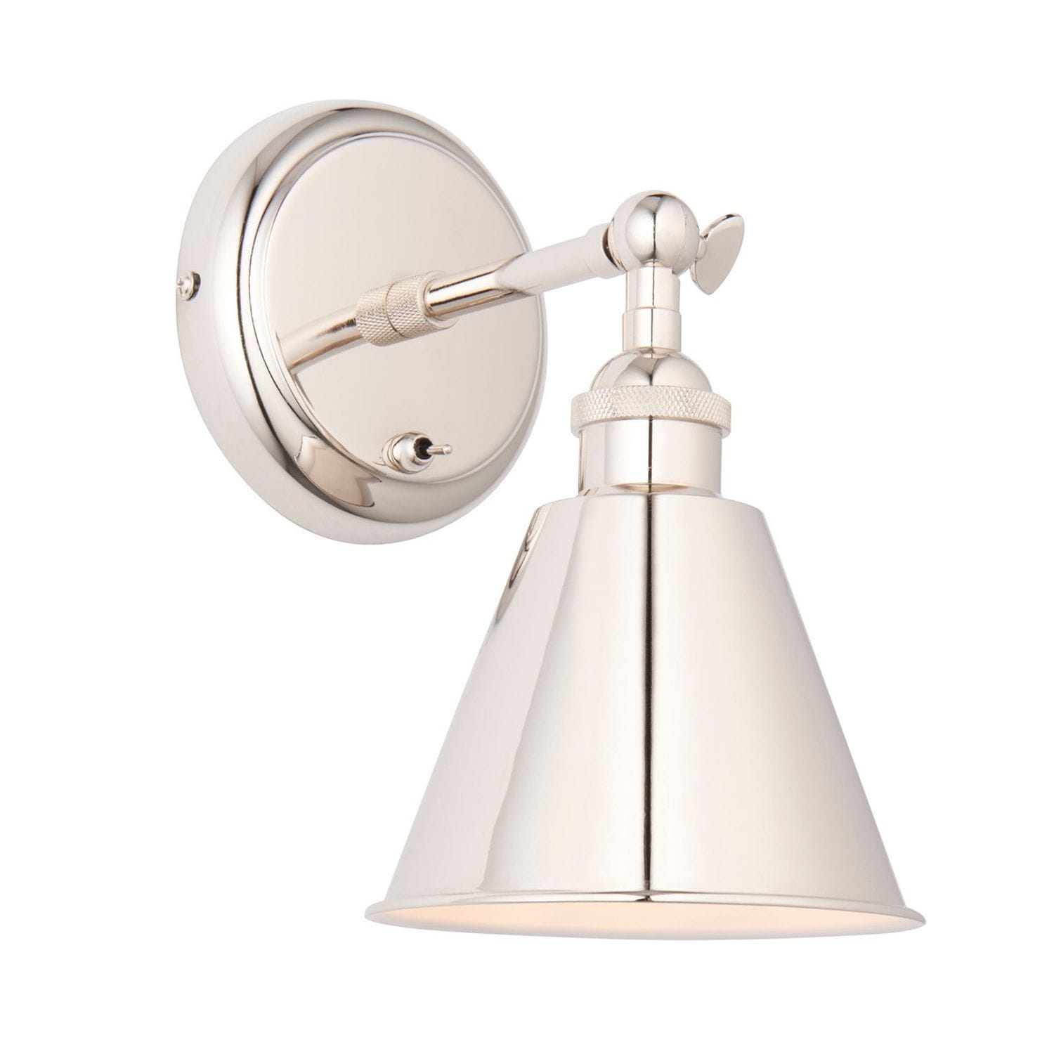 Endon Hal Dome Wall Lamp - Bright Nickel Plate 1x E14