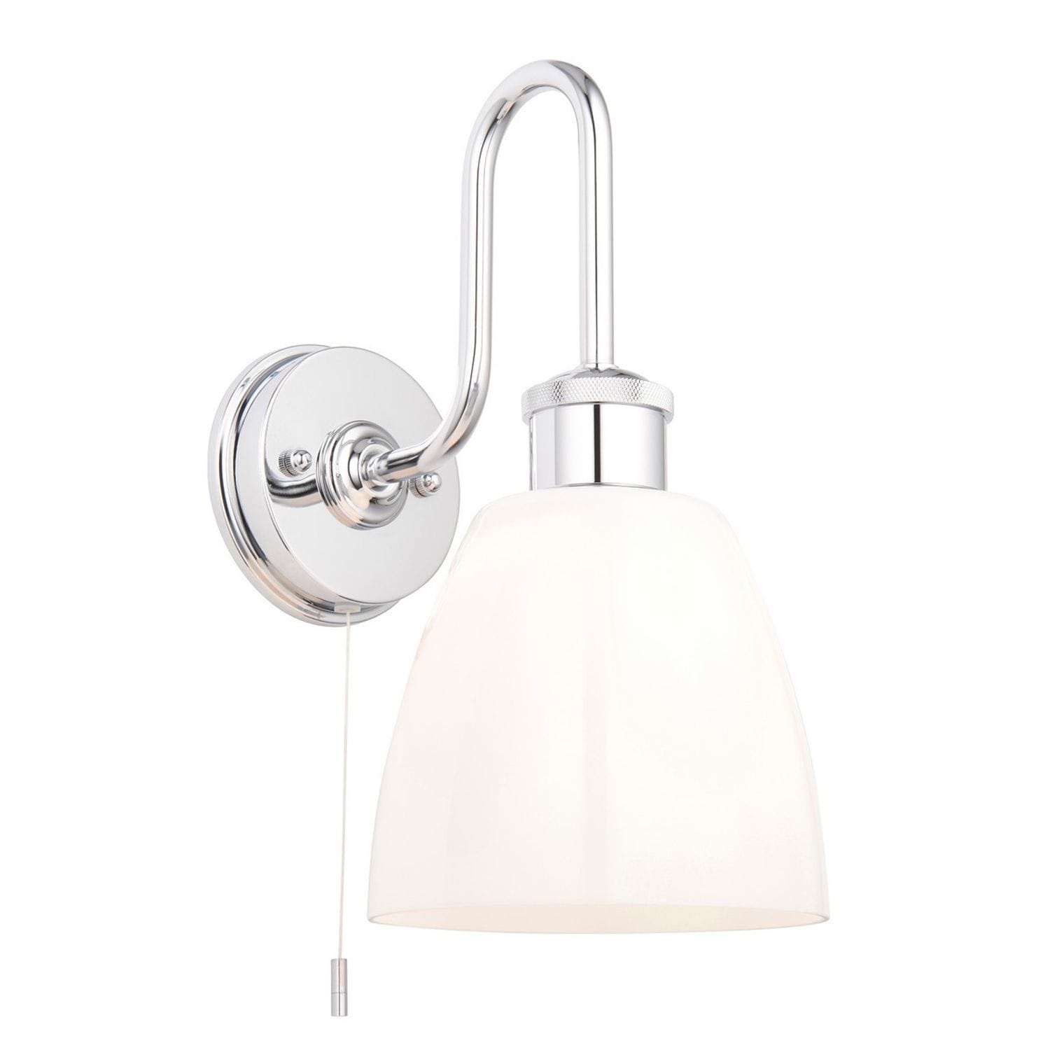 Endon Piper Bathroom Wall Lamp - Chrome Plate Gloss Opal Glass 1x E27