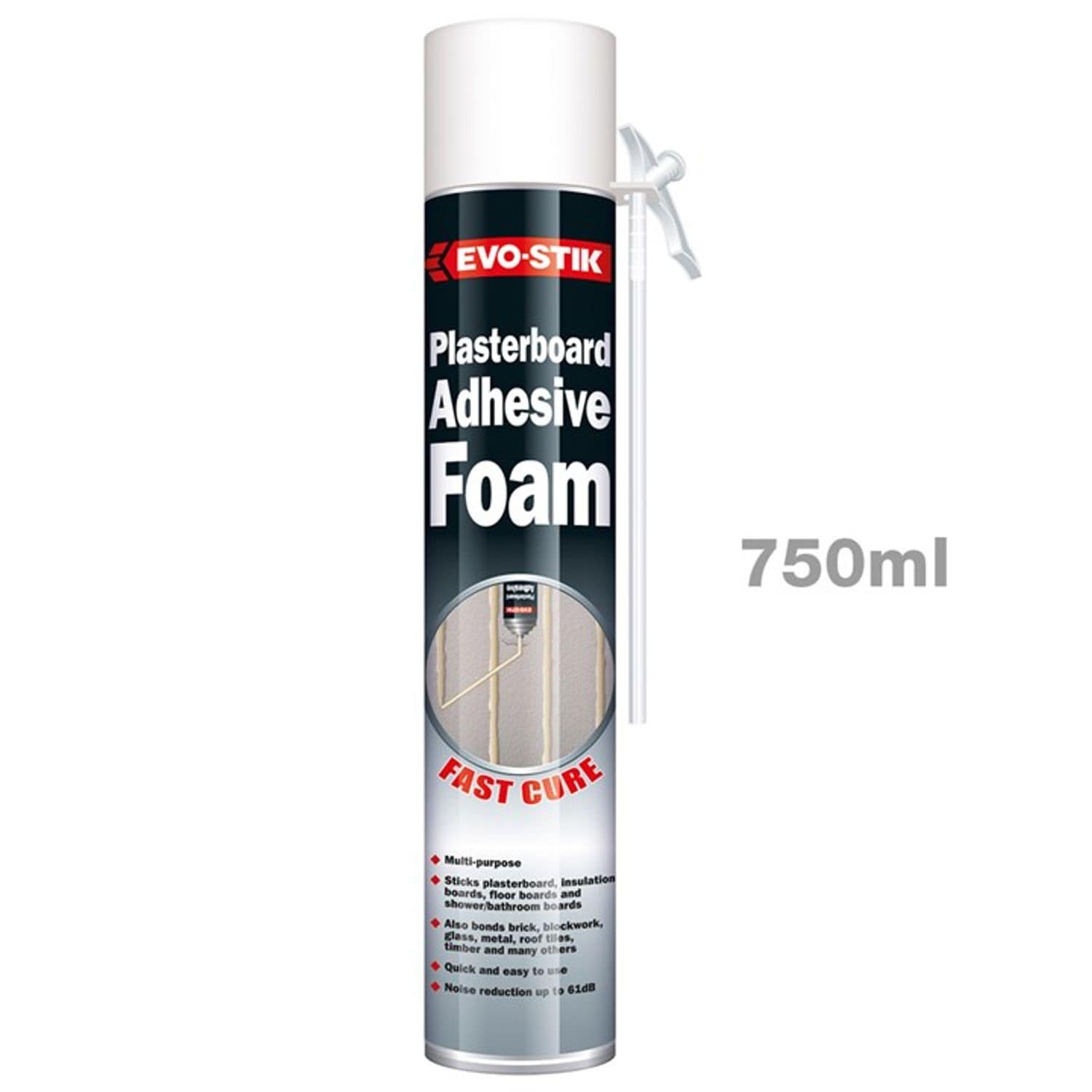 Amtech Evo-Stik Hand-Held Plasterboard Adhesive Foam Fast Cure 750ml