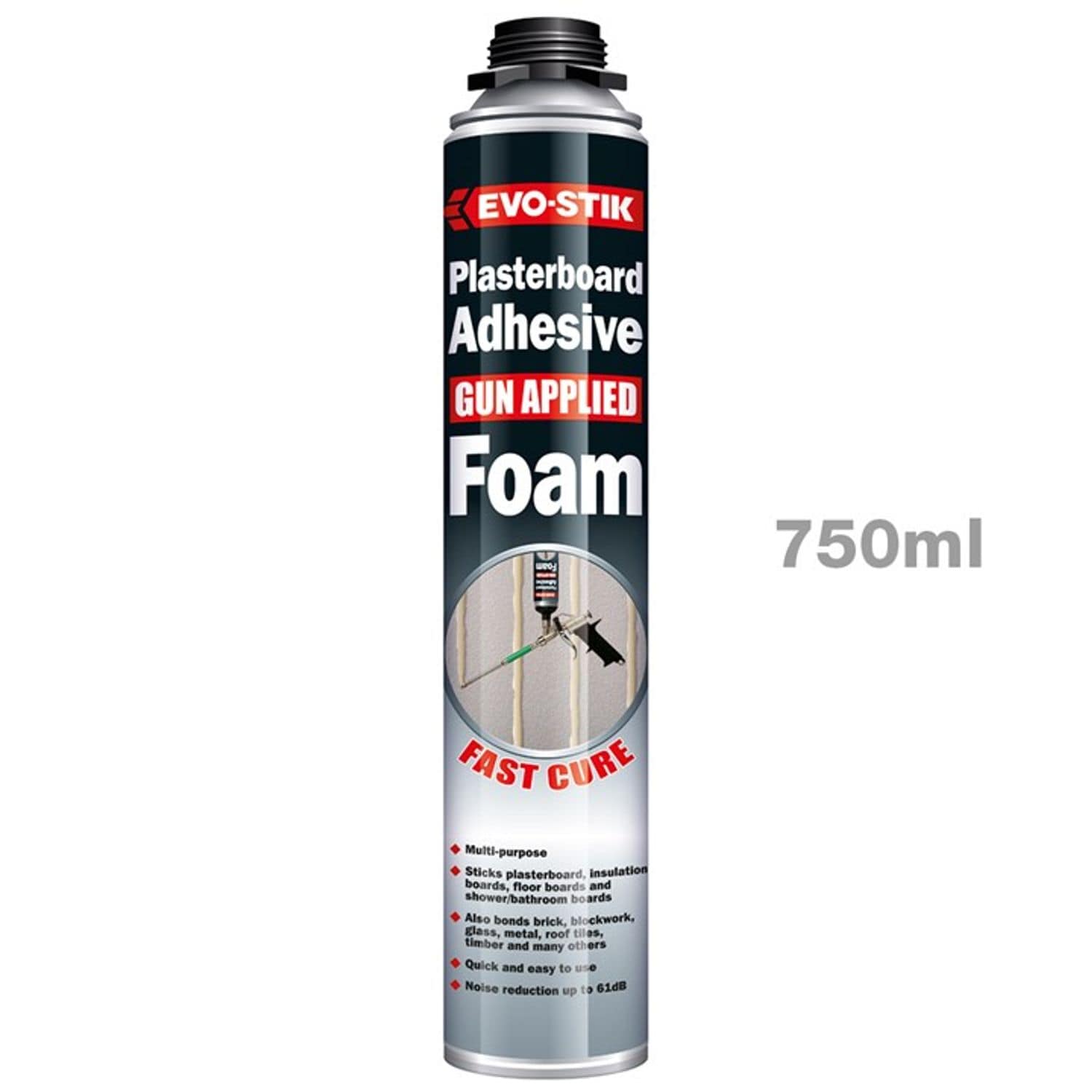 Amtech Evo-Stik Gun Applied Plasterboard Adhesive Foam Fast Cure 750ml