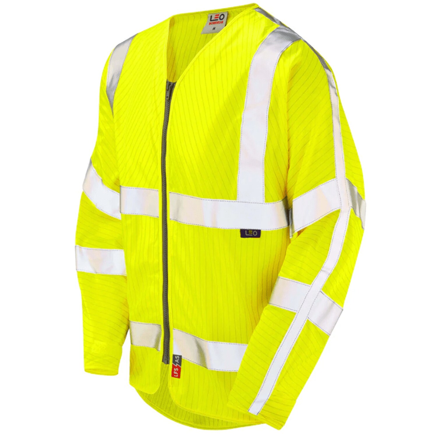 Leo Workwear Leo Ecoviz Hi-Vis As FR Long Sleeve Vest Leo S25 Yellow Leo Size Sm