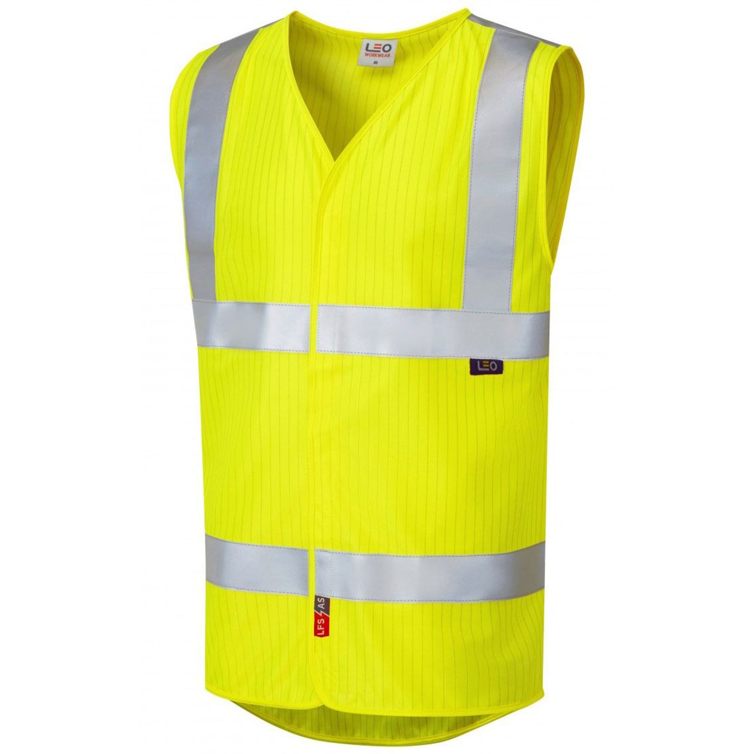 Leo Workwear Leo Clifton Orange Anti-Static Hi-Vis Vest Heat Flames and Static -