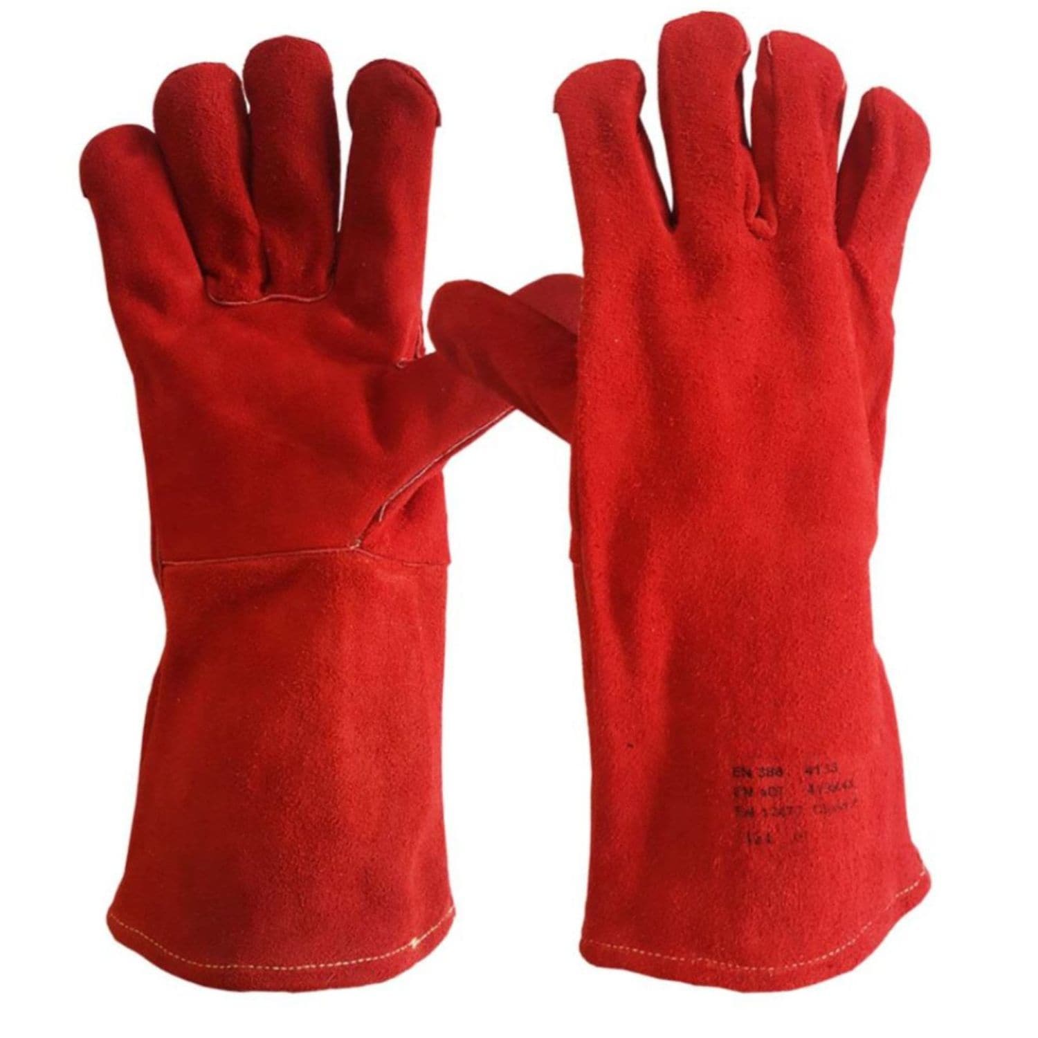 Supreme Outstanding Red Leather Welding Gauntlet Gloves Stf Redweld