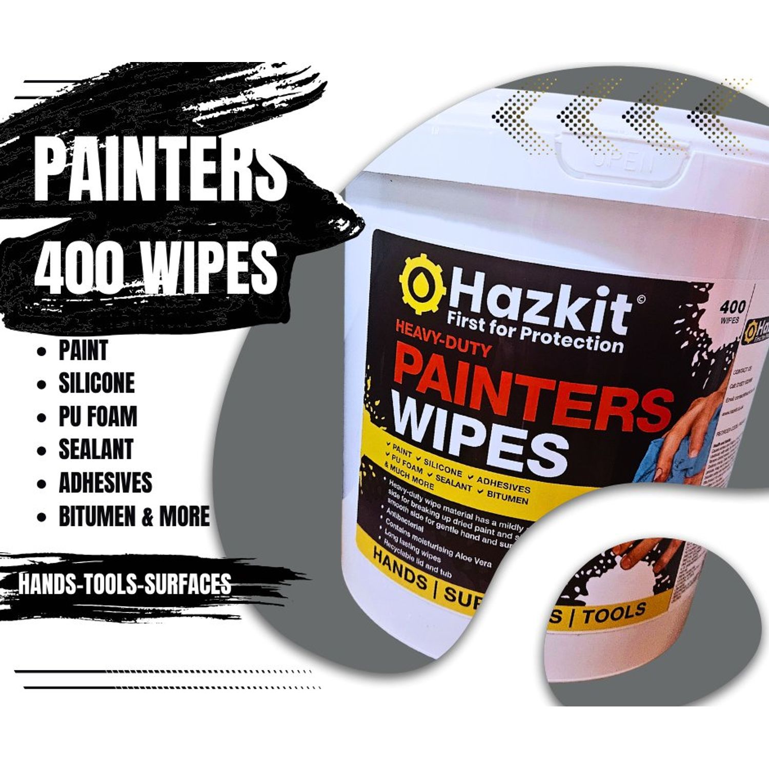 Fentex Pack of 400 Painterz Wipes Hands Tools Surfaces Tough on Paint Caulk Sili