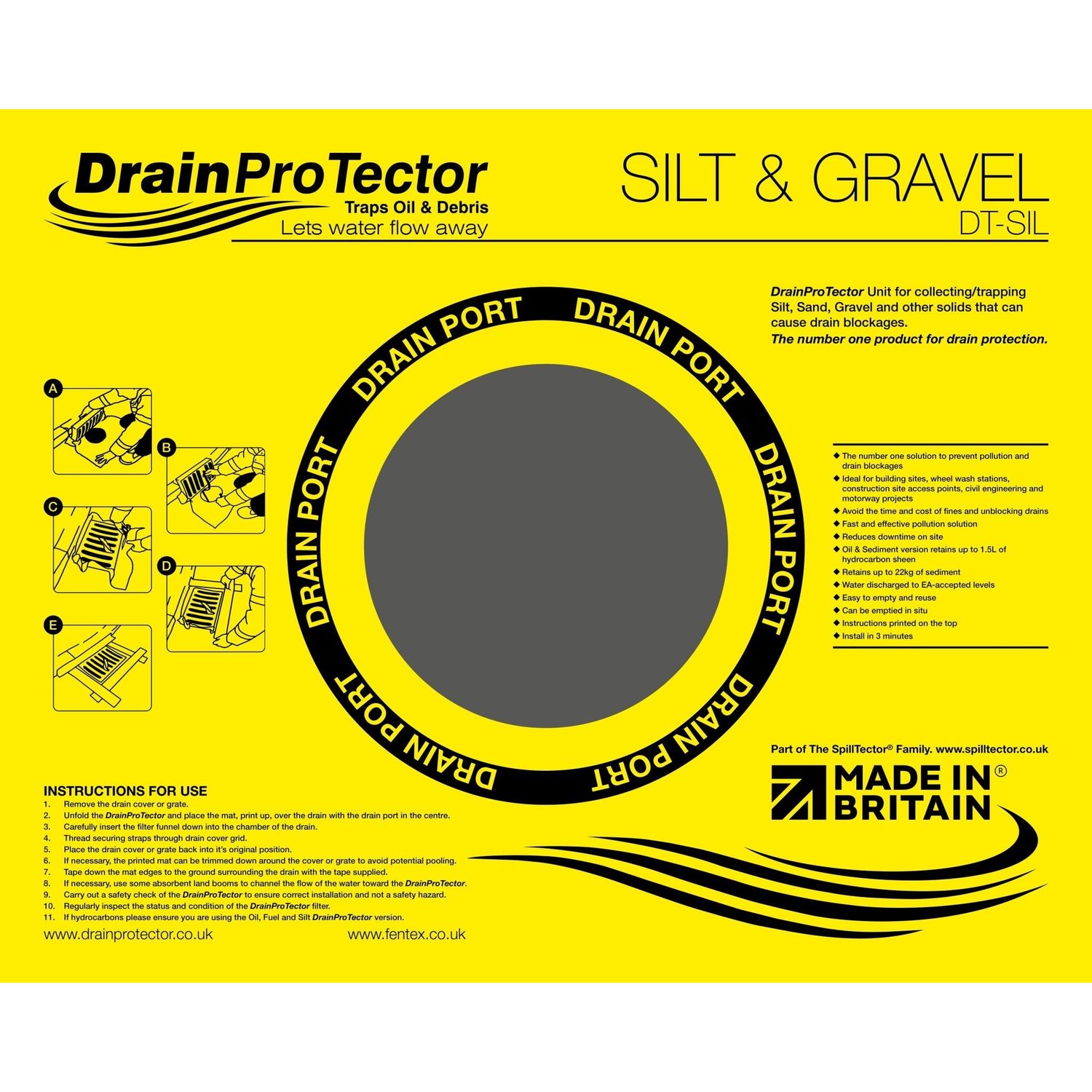 Fentex Drain Protector Reusable Drain Filter Trap SILt Sand Number One Solution
