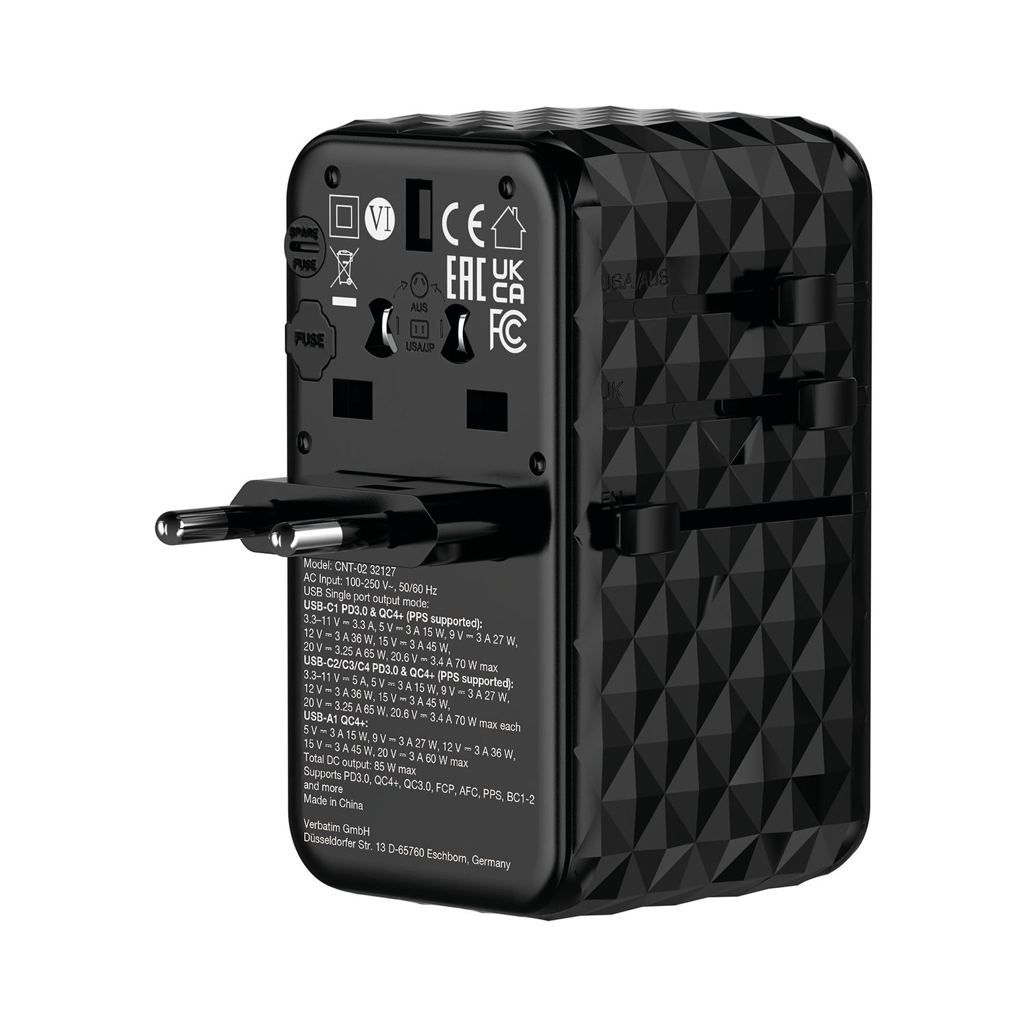 Verbatim Charge N Travel GaN III Universal Travel Adapter 85W