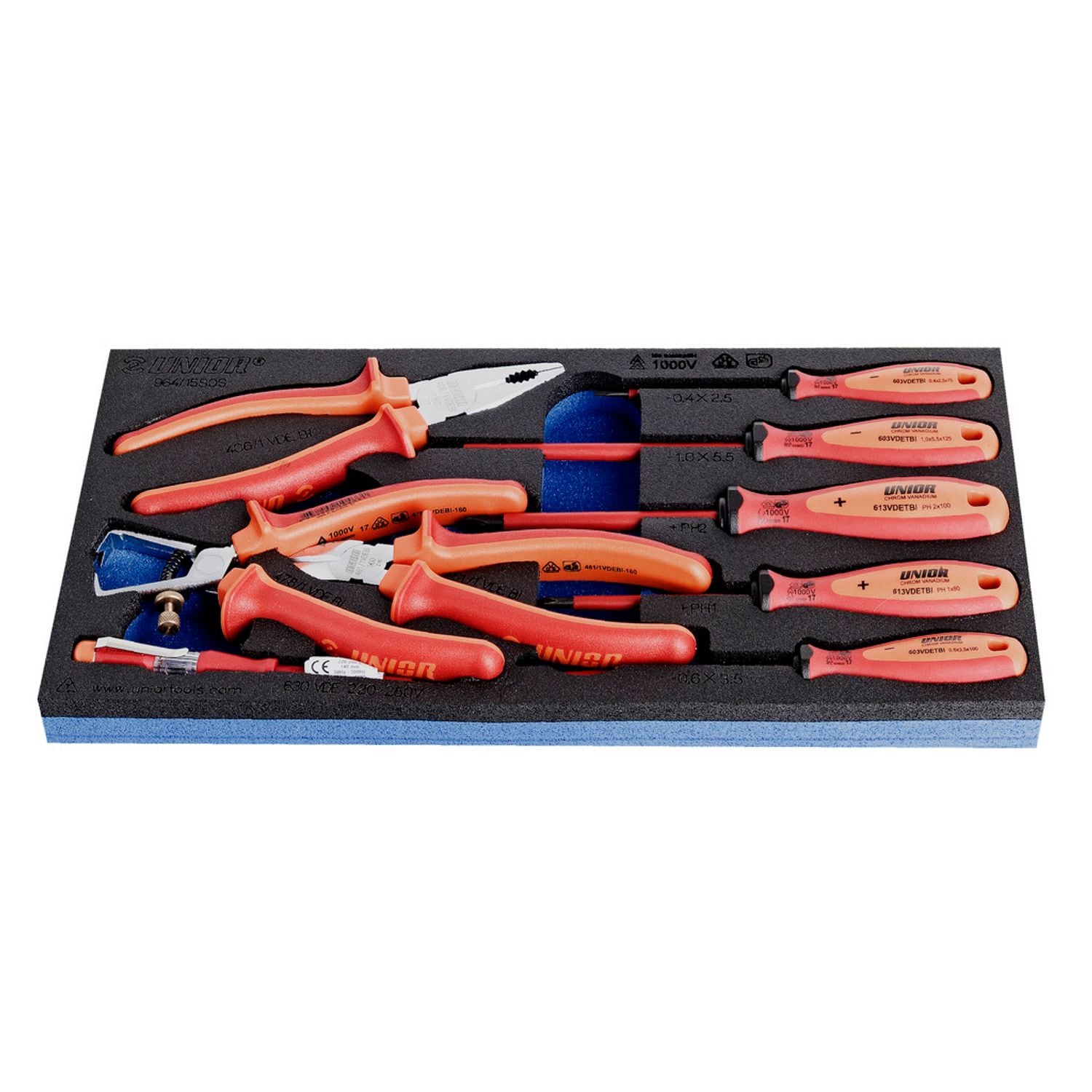 Unior Set of VDE Bi Tools In SOS Tool Tray, /9 - 621070