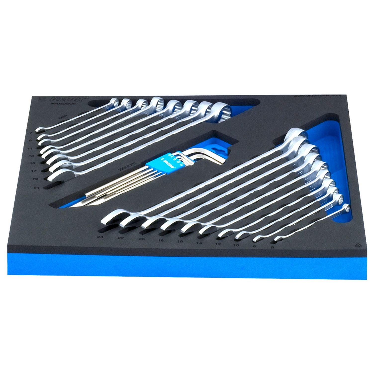 Unior Set of Combination and Hexagon Wrenches, Long In SOS Tool Tray - 621563