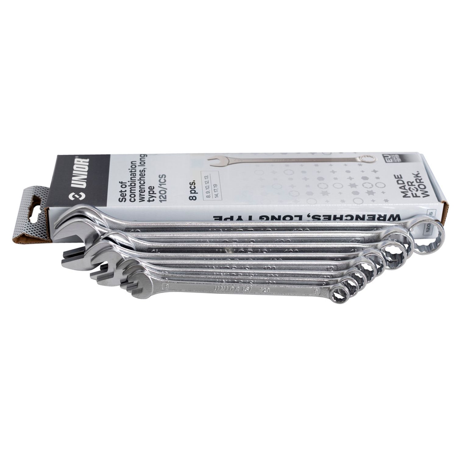 Unior Set of Combination Wrenches, Long Type In Carton Box, 8 - 19/8 - 603709