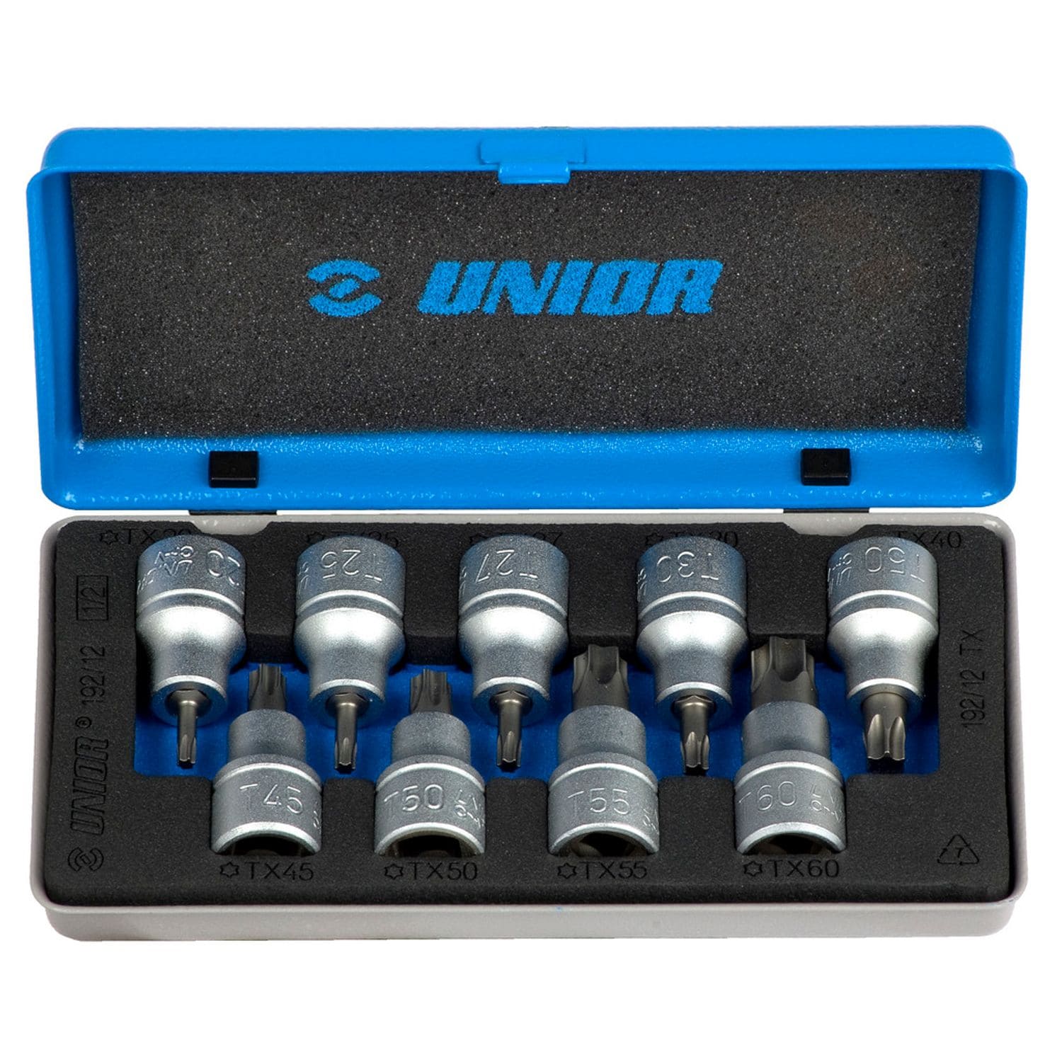 Unior Set of Screwdriver Sockets with TX Profile 1/2in In Metal Box, /9 - 603657