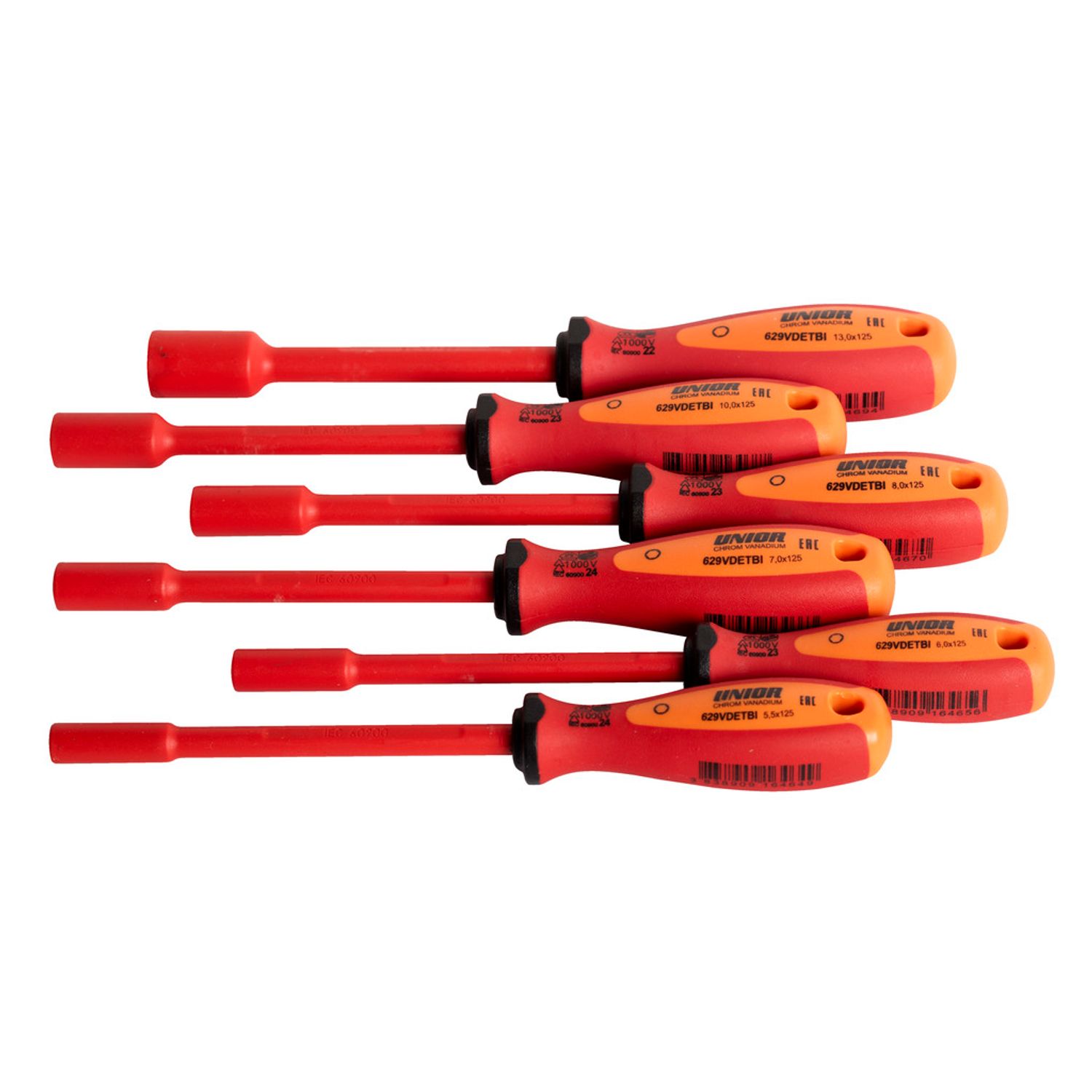 Unior Set of Insulated Socket Wrenches with VDE Tbi Handle, 5, 5 - 13/6 - 617050