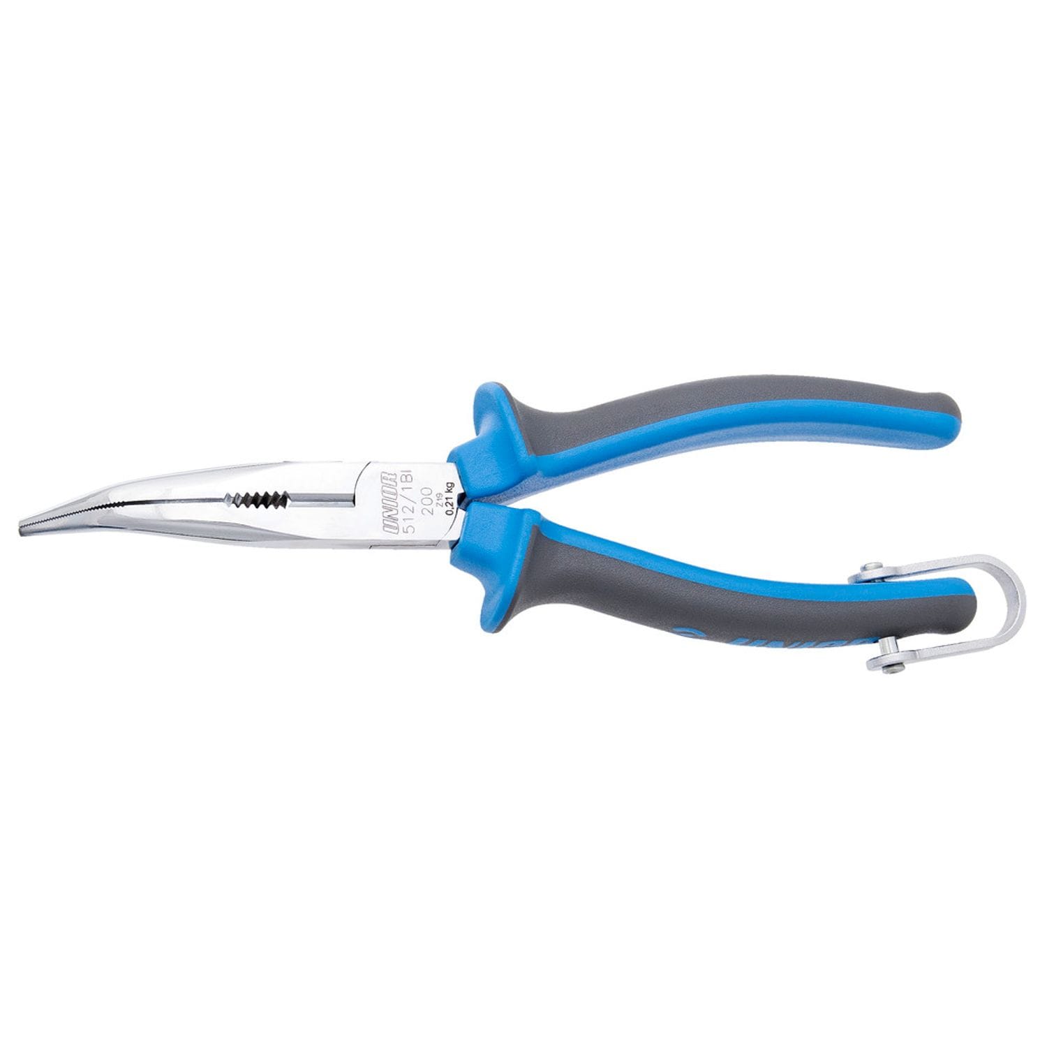 Unior Long Nose Pliers with Side Cutter and Pipe Grip, Bent, for Safe Work At He