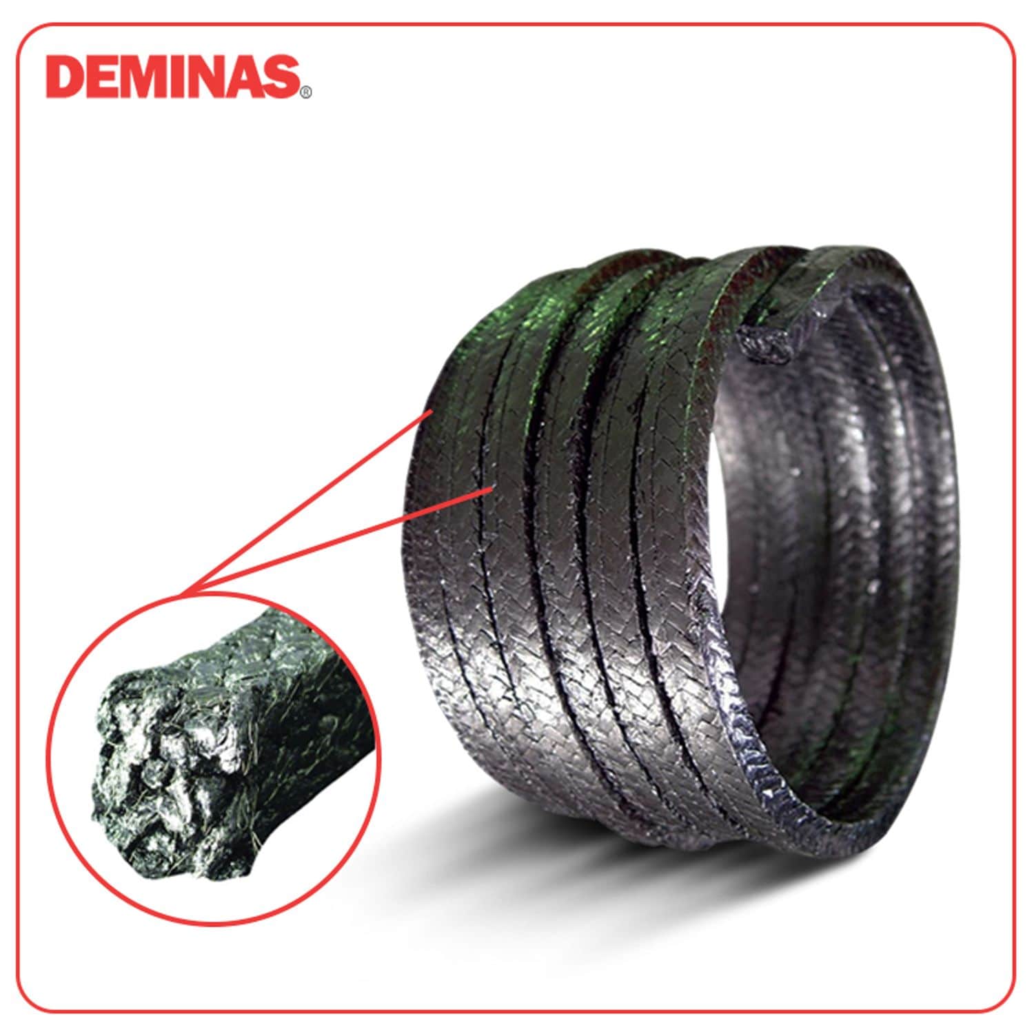 DEMINAS Deminas Expanded Graphite Reinforced Gland Packing 14mm - 8 Meter