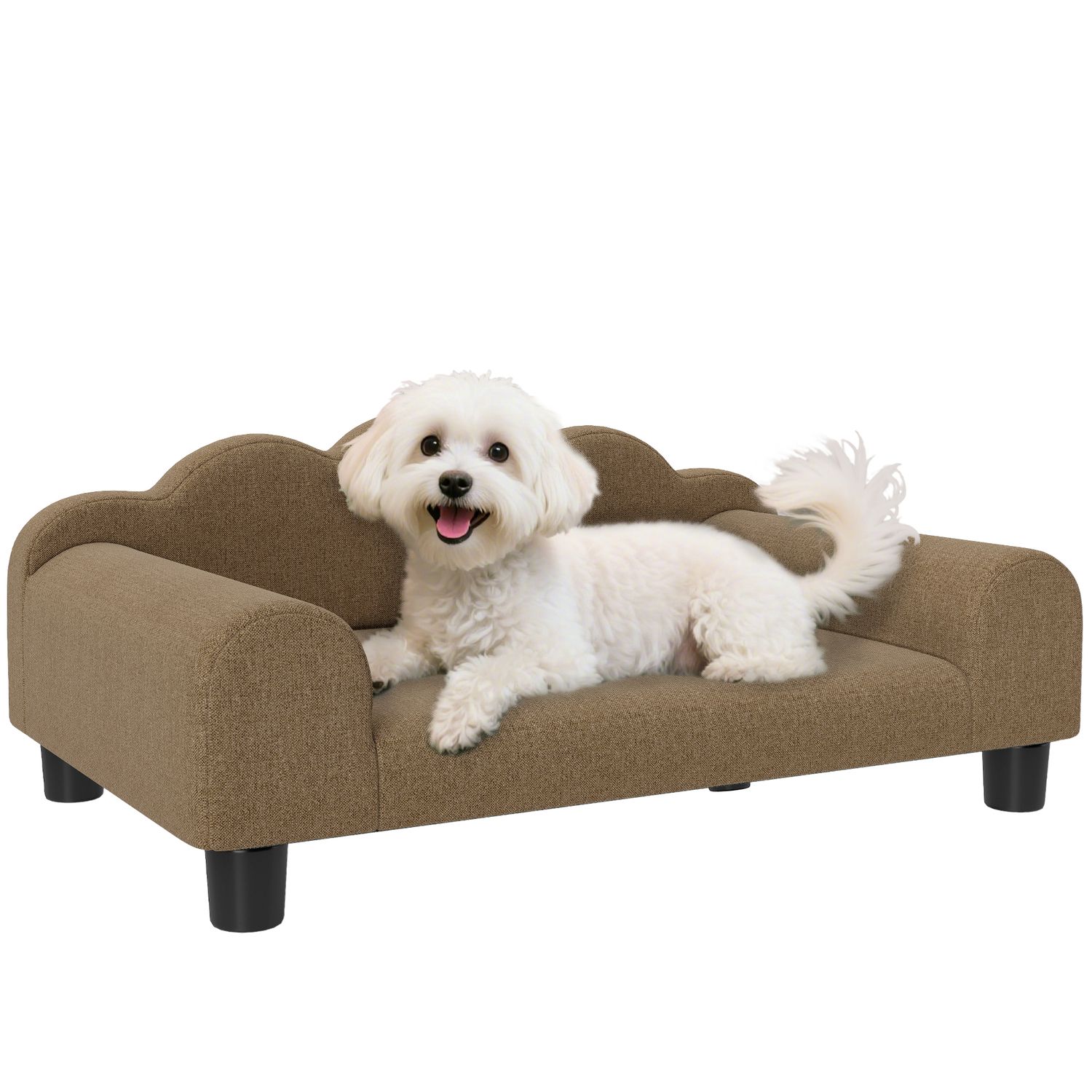 PawHut Dog Sofa Bed, Cat Sofa with Backrest, Armrest, for Small Dogs - Brown