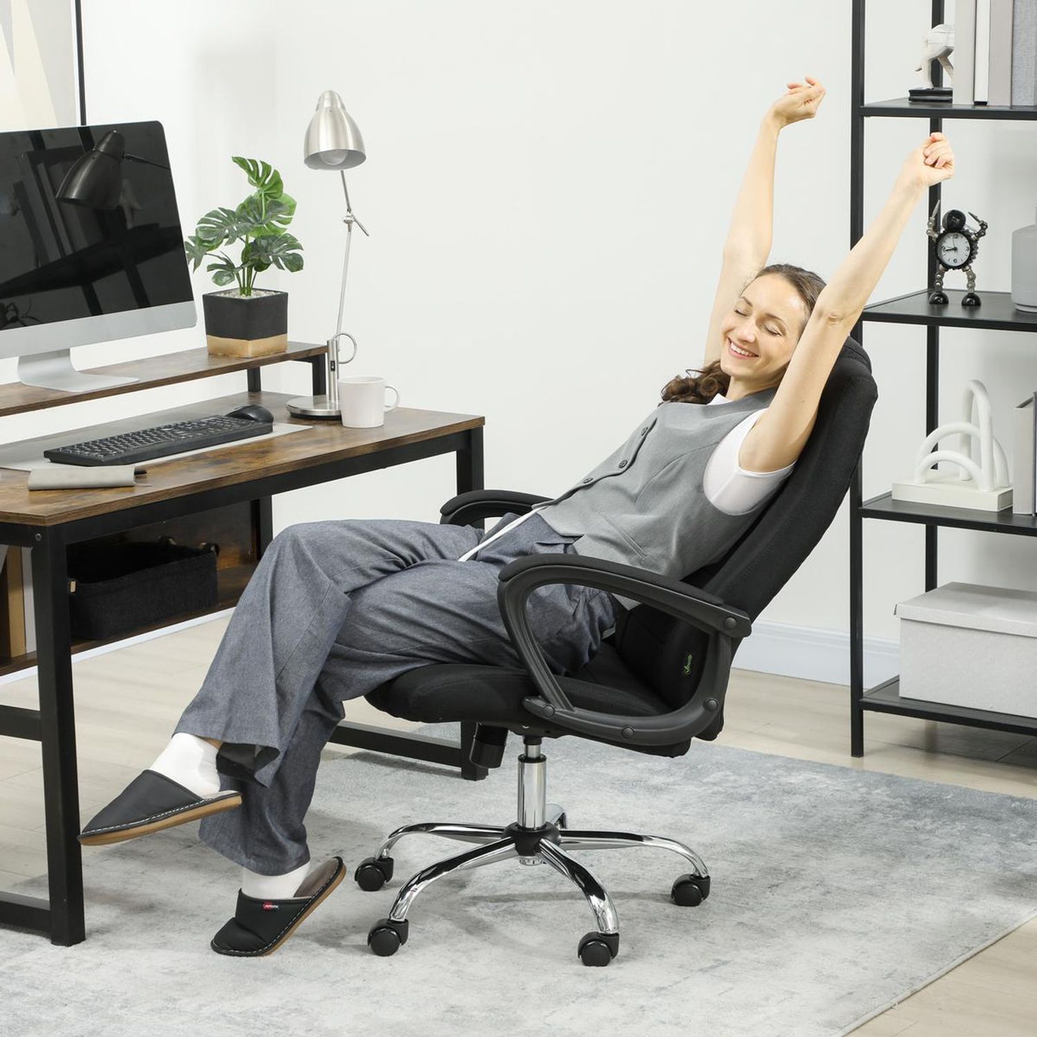 Vinsetto Office Chair for Desk with Height Adjustable, Wheels - Black