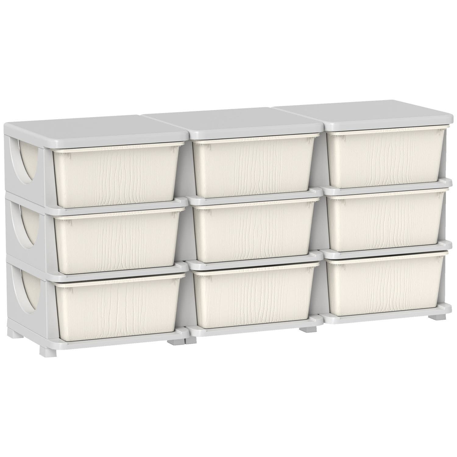 HOMCOM Kids Storage Units with Drawers 3 Tier Chest Dresser Tower Cream