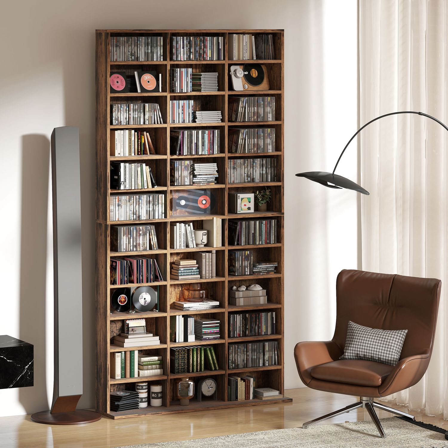HOMCOM DVD CD Media Storage Rack, Video Display Unit - Rustic Brown