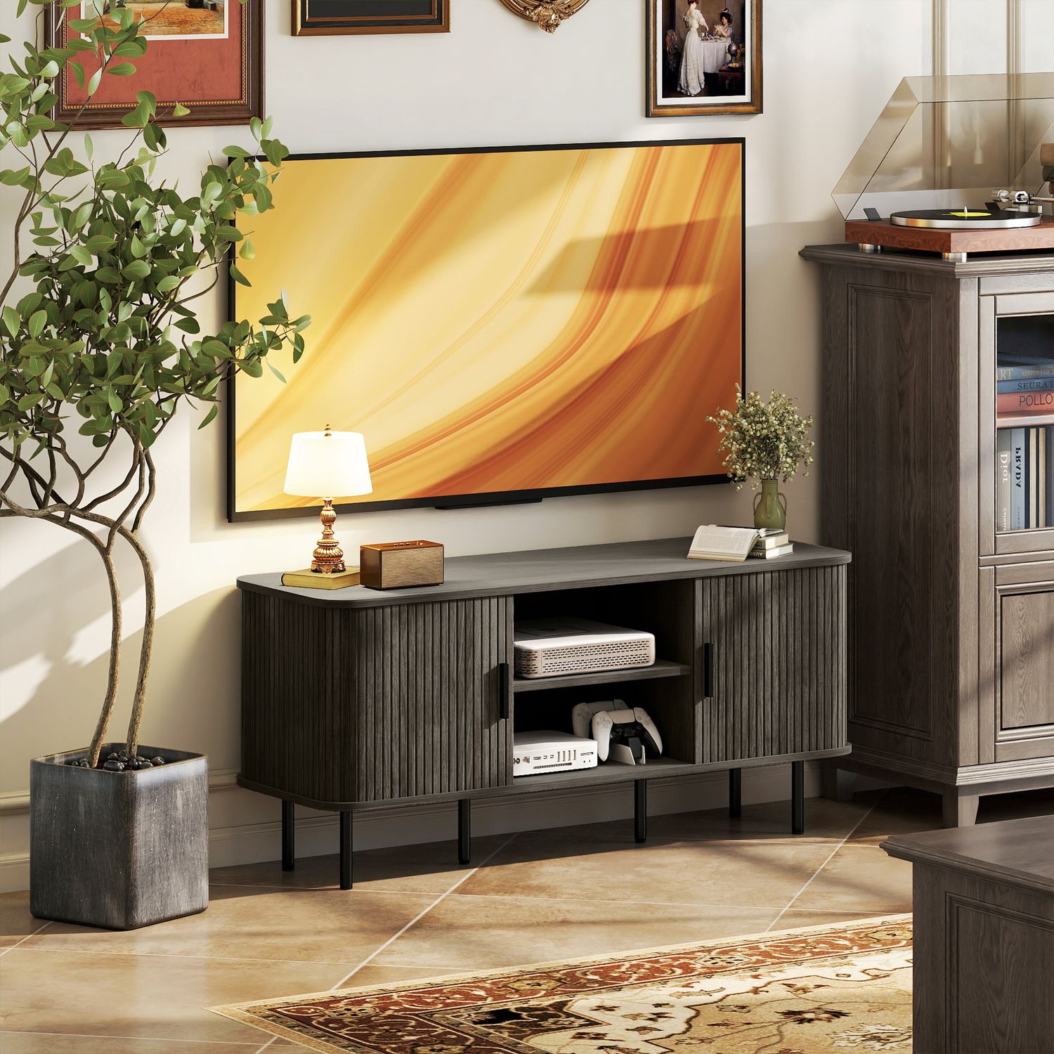 HOMCOM TV Unit for Living Room, TV Stand - Grey