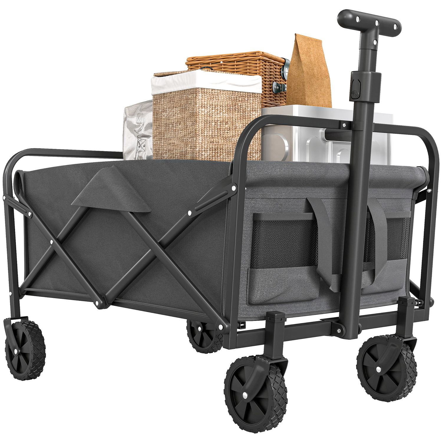 Outsunny 62L Festival Trolley, 120Kg Heavy Duty Folding Trolley Cart - Grey
