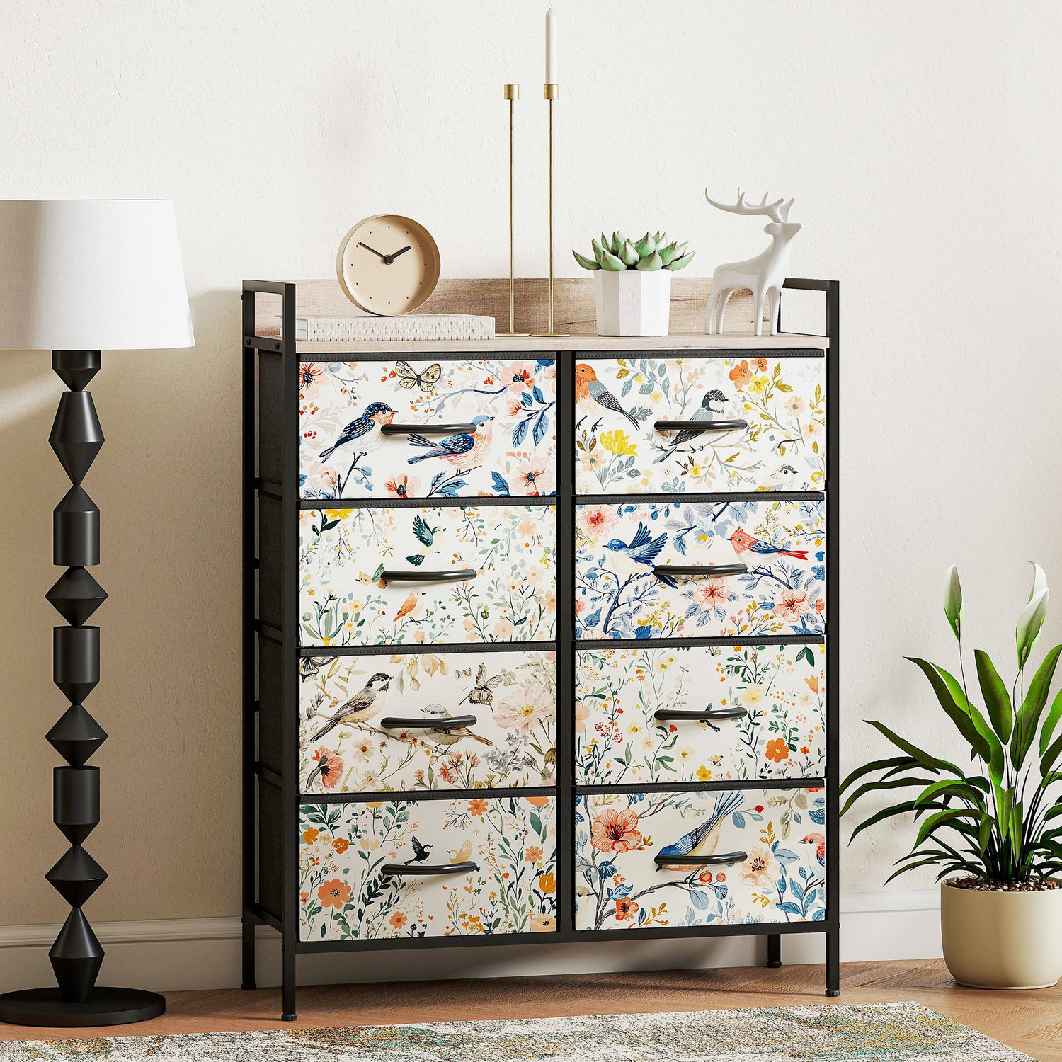 HOMCOM 8-Drawer Chest of Drawers, Fabric Dresser - White