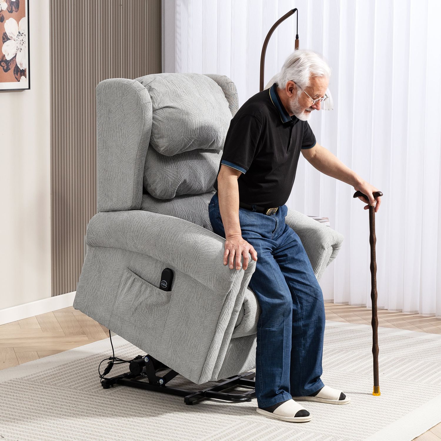 HOMCOM Power Lift Recliner Chair for Elderly with Remote Control - Grey