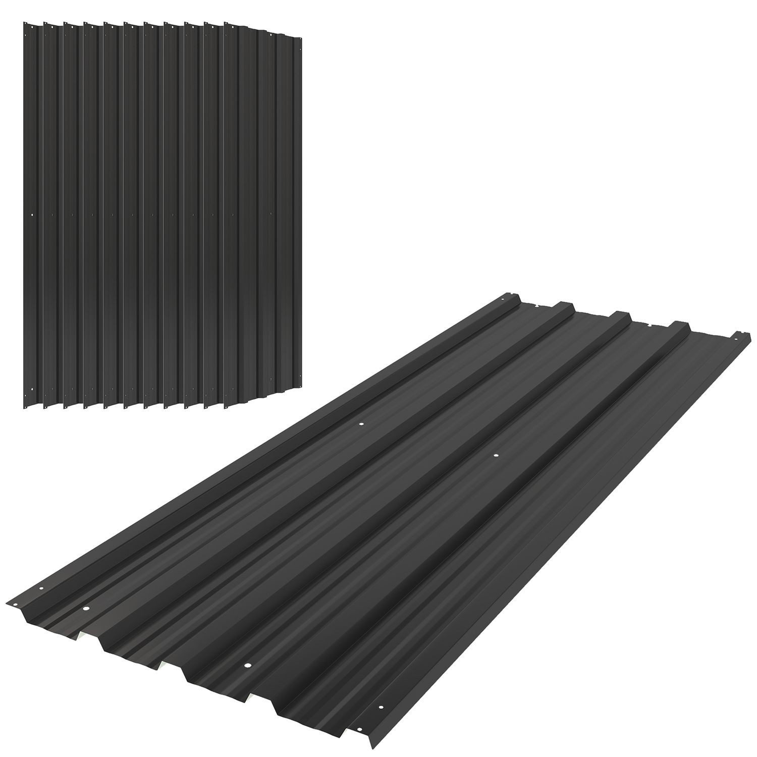 Outsunny (Pack of 12) Metal Roofing Sheets for Greenhouse - Black