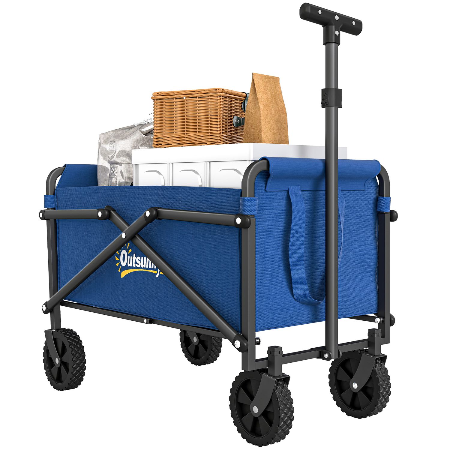 Outsunny 41L Festival Trolley, 60Kg Heavy Duty Folding Trolley Cart - Blue