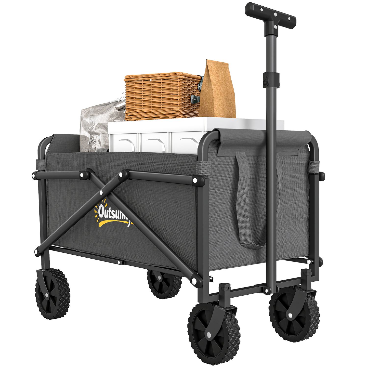 Outsunny 41L Festival Trolley, 60Kg Heavy Duty Folding Trolley Cart - Grey