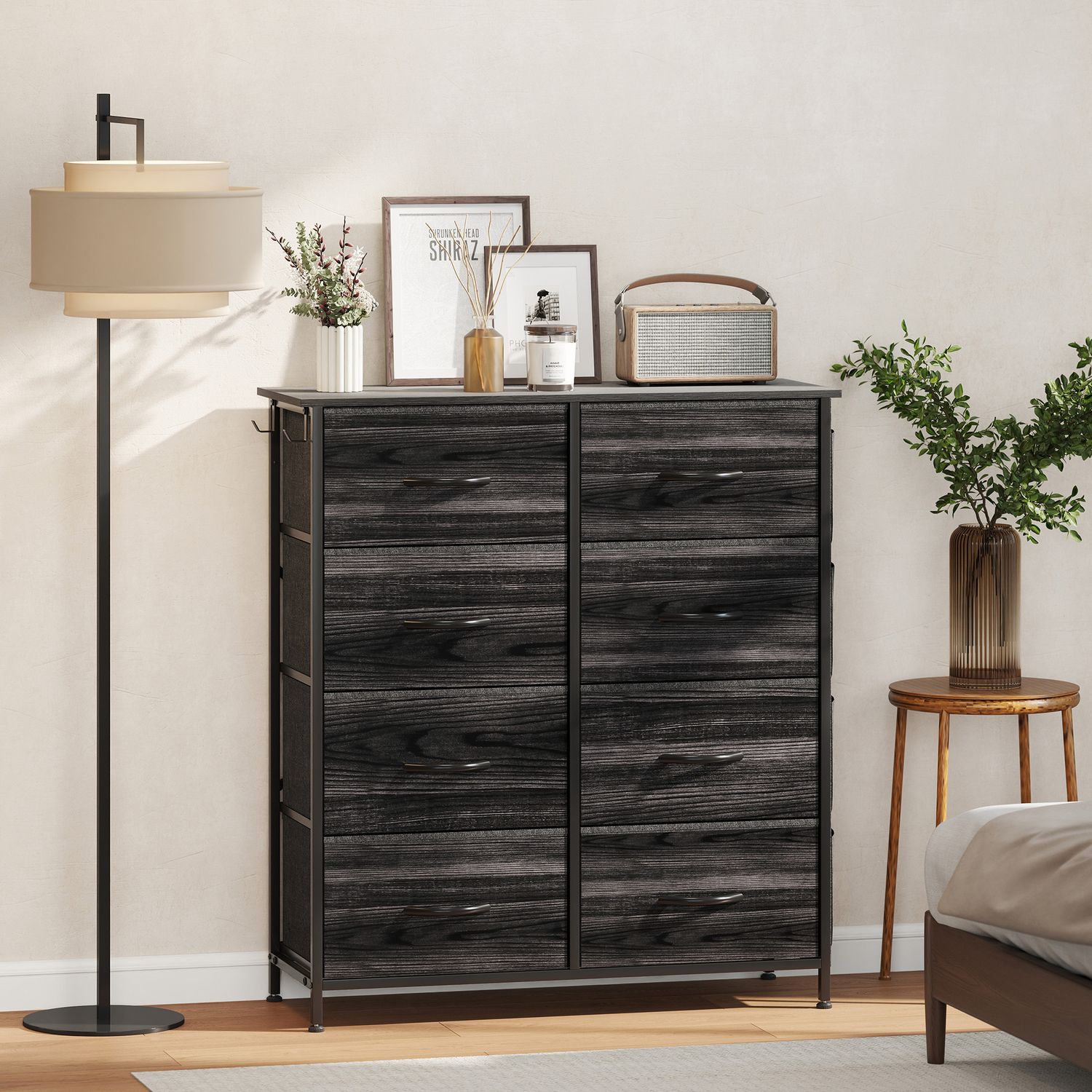 HOMCOM Fabric Chest of Drawers, 8 Drawer Dresser for Bedroom - Black