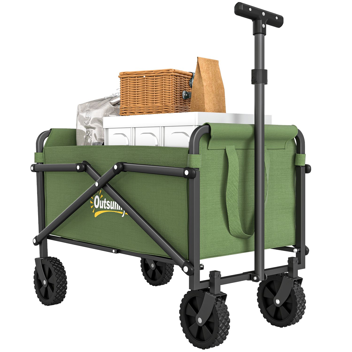Outsunny 41L Festival Trolley, 60Kg Heavy Duty Folding Trolley Cart - Green
