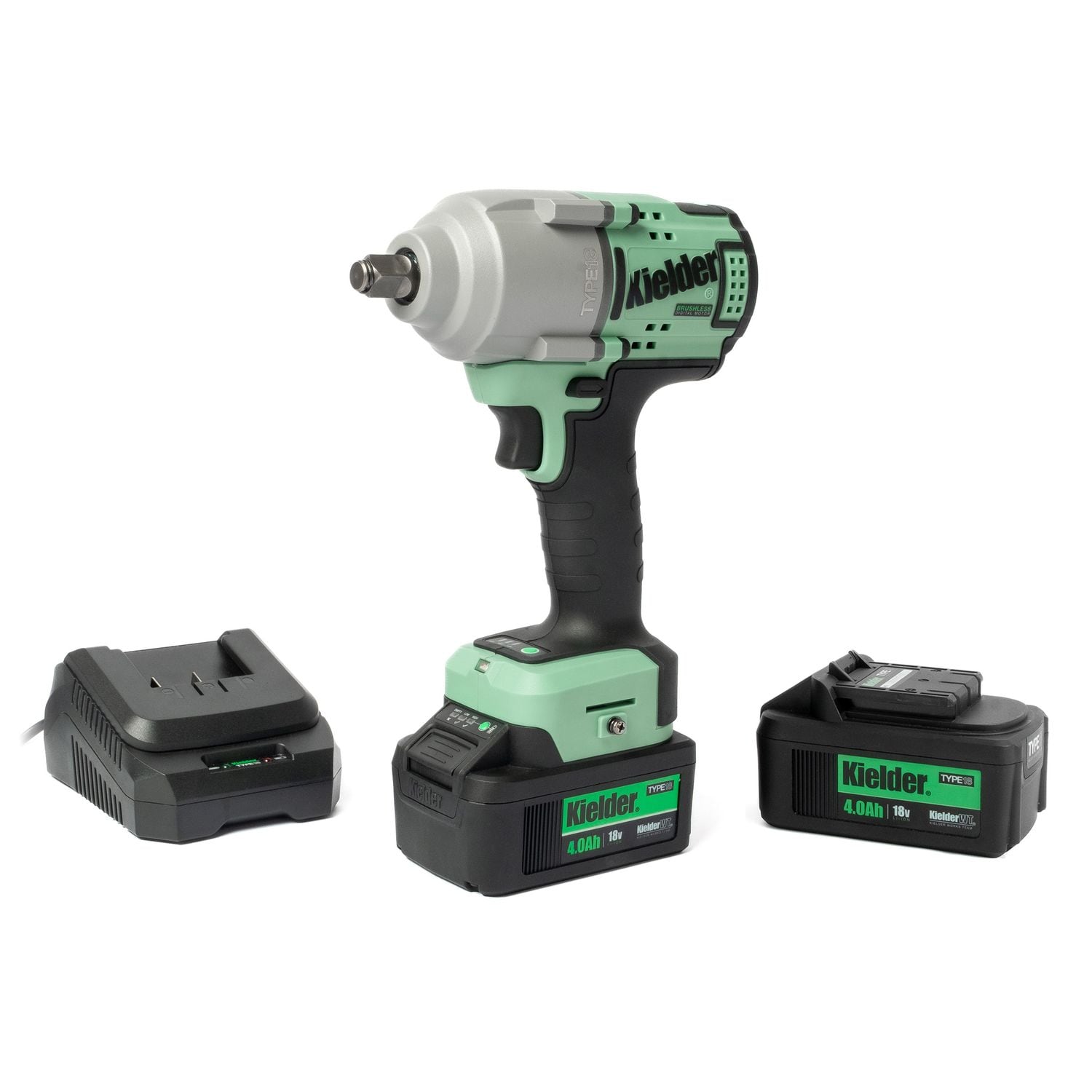 Kielder KWT-180 TYPE18 18v 1/2in Mid Torque Impact Wrench + 2 x 4.0Ah Li-ion Bat