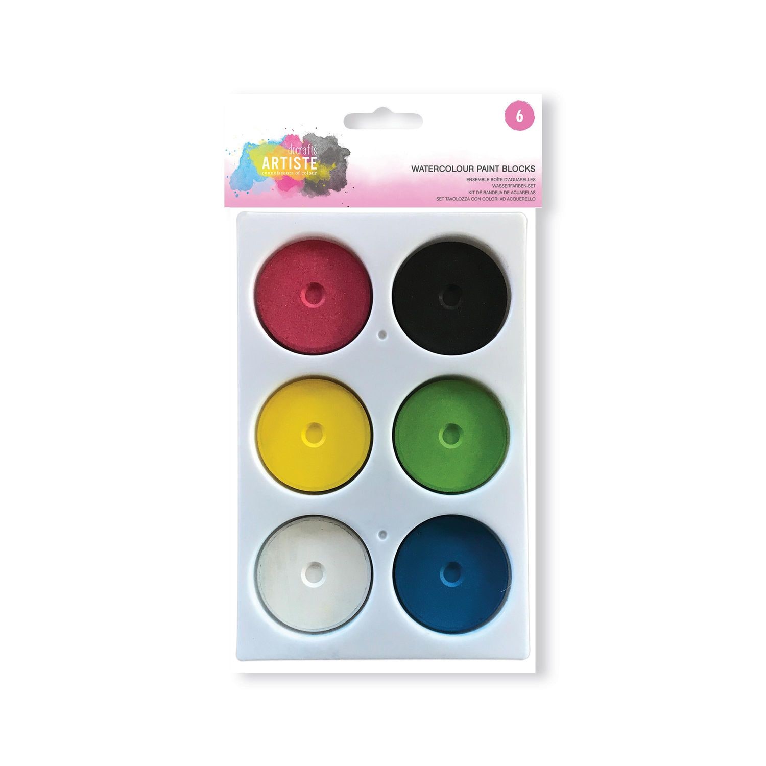 Artiste Watercolour Paint Blocks 6 Colours Assorted Doa 771005 - DOA 771005