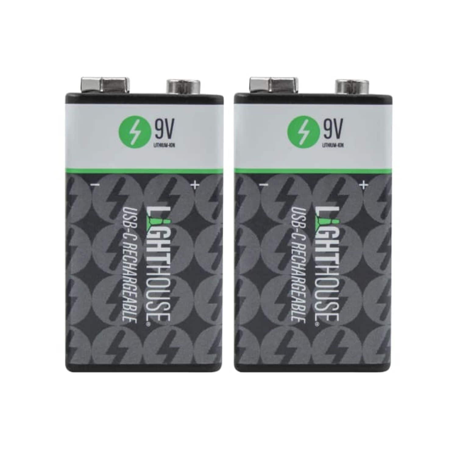 Lighthouse 9V USB-C Rechargeable Li-ion Battery Pack of 2