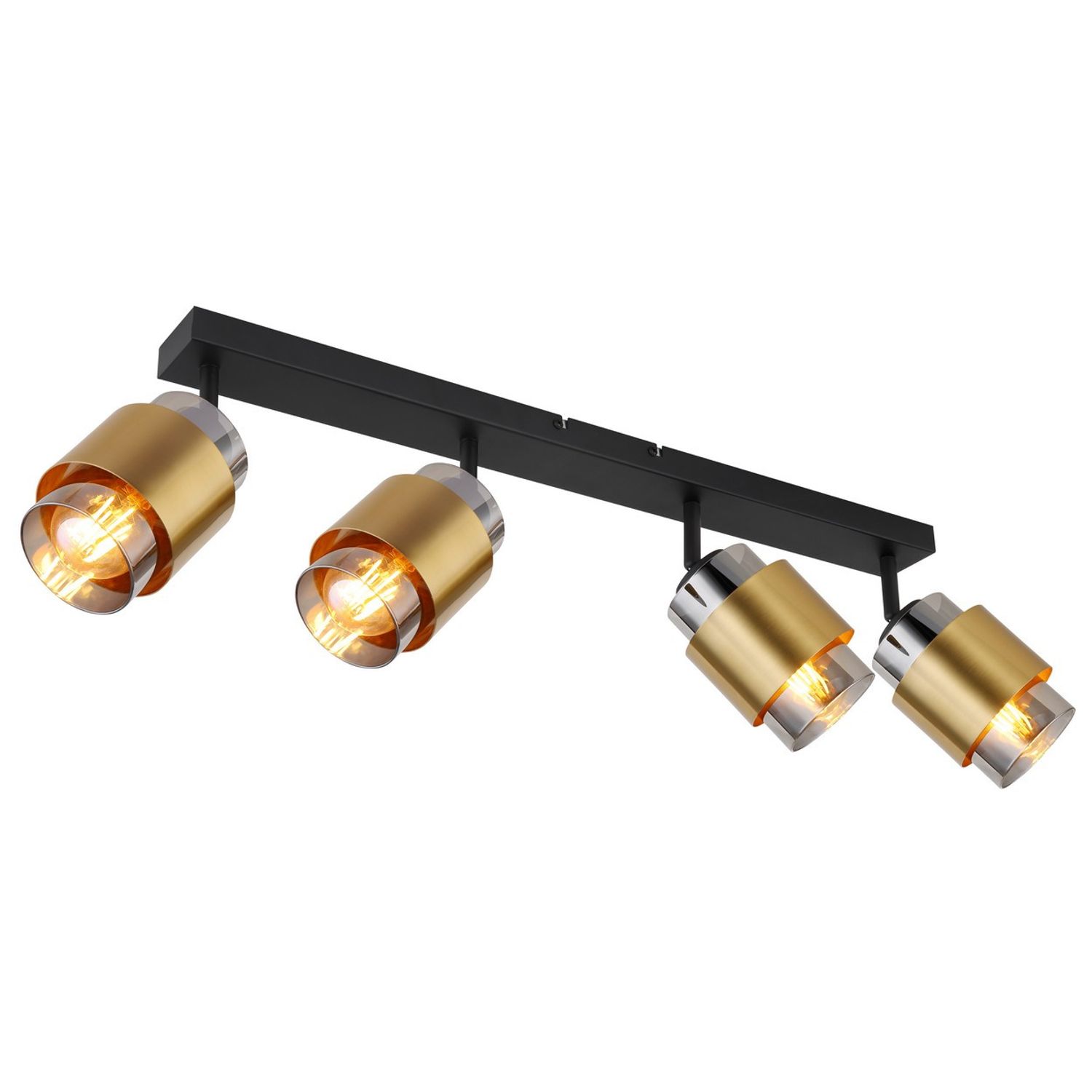Globo Lighting Milley Ceiling Spot Light Bar Matt -Black Smoke Glass Shade 4x E2