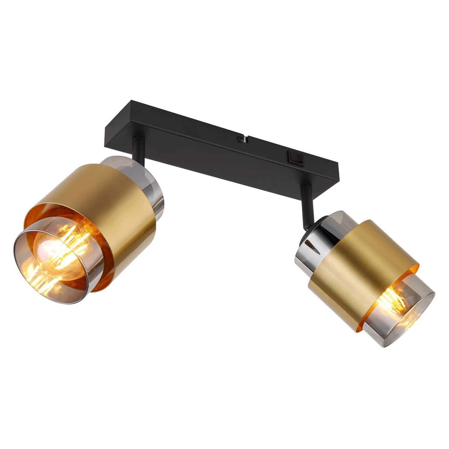 Globo Lighting Milley -Twin Ceiling Spot Light Matt -Black Smoke Glass Shade 2x