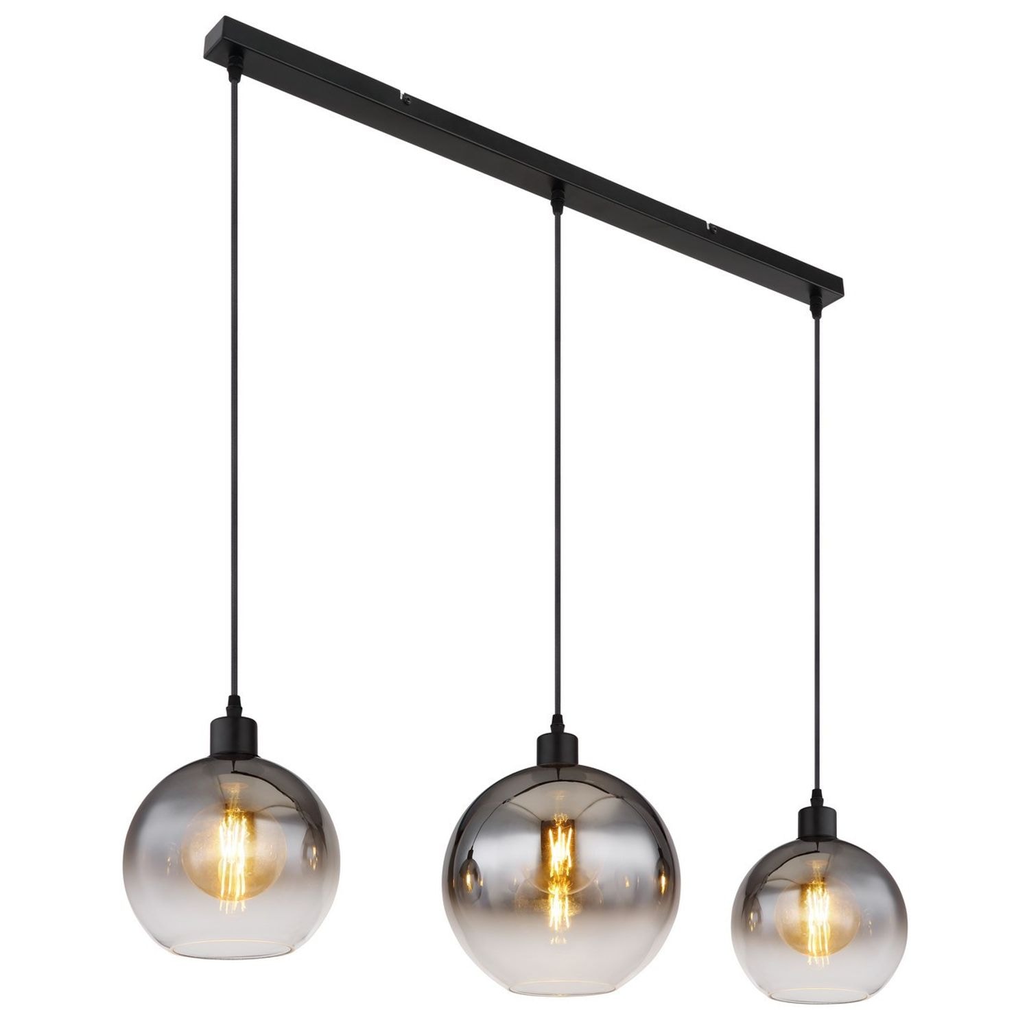Globo Lighting Newcastle Bar Pendant Ceiling -Light Matt -Black Smoke Glass Shad