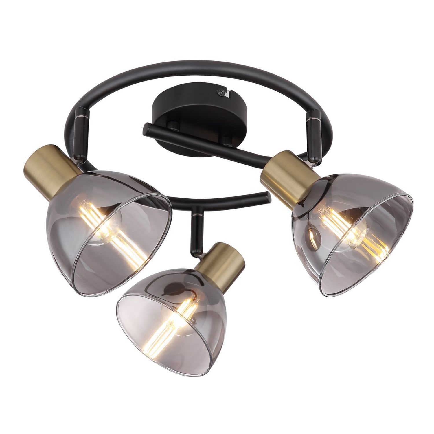 Globo Lighting Jay Ceiling Spot Light Clusters -Black Glass Shade 3x E14 - GS-54