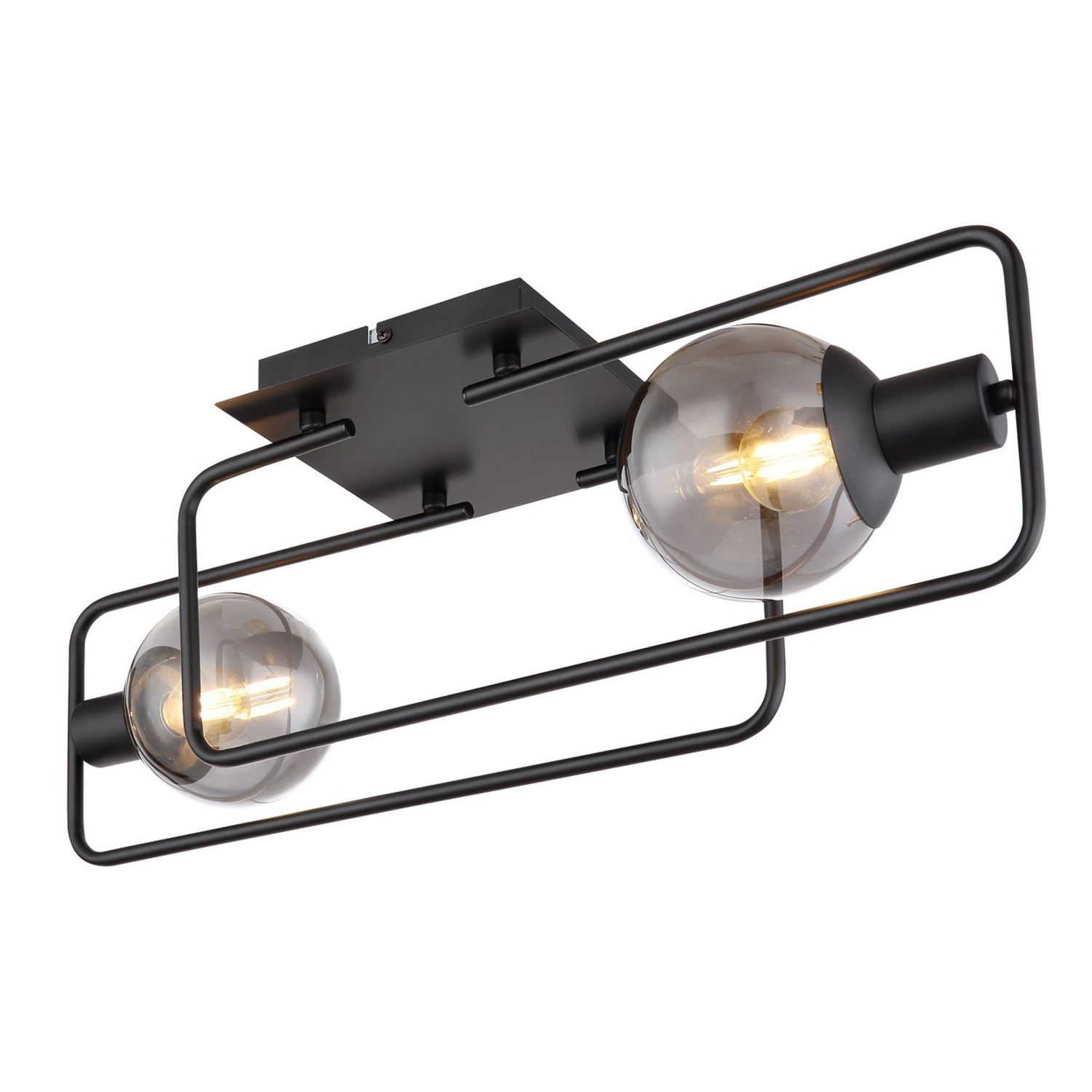 Globo Lighting Blama Multi Arm Semi Flush Ceiling Lamp Matt -Black Smoke Glass S