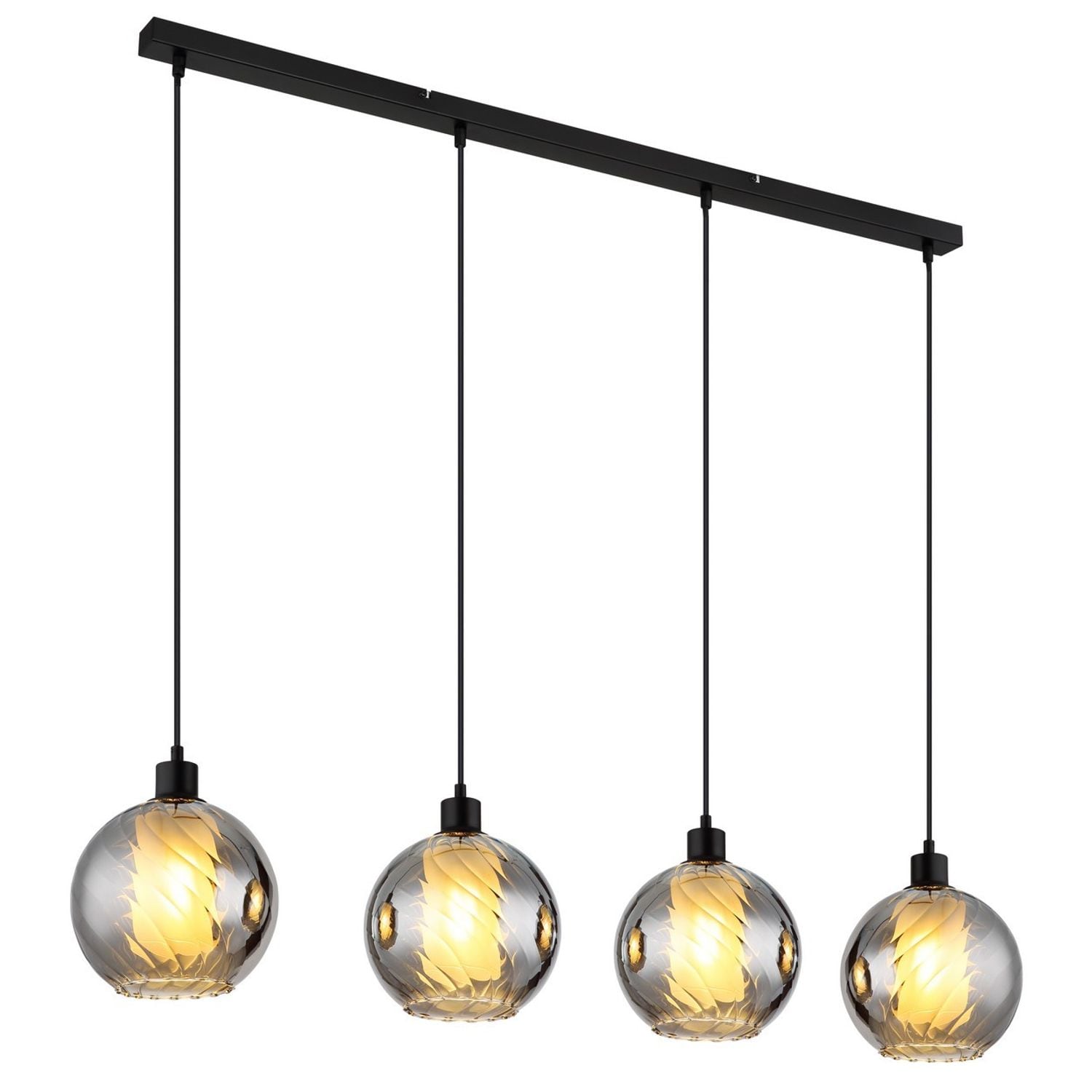 Globo Lighting Ulf Bar Pendant Ceiling -Light Matt -Black -Ball Smoke Glass Shad