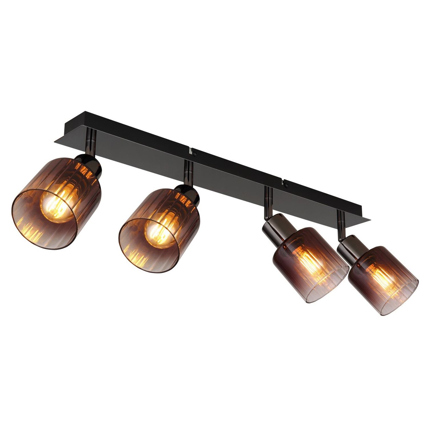 Globo Lighting Satella Ceiling Spot Light Bar Gunmetal Copper Glass Shade 4x E14